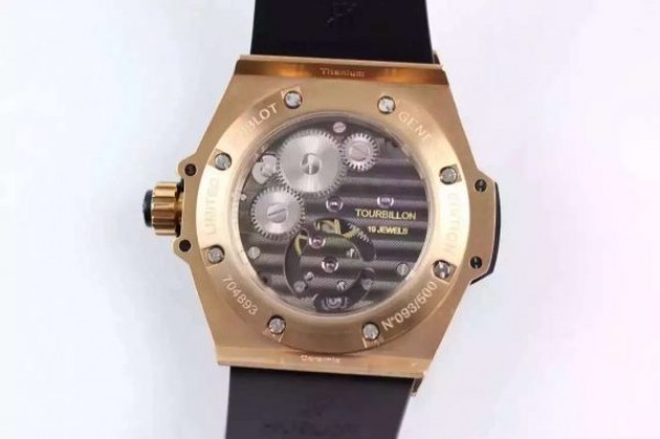 Replica Hublot Big Bang 44mm Vendome Real Tourbillon Rose Gold Black Rubber Strap - Top club