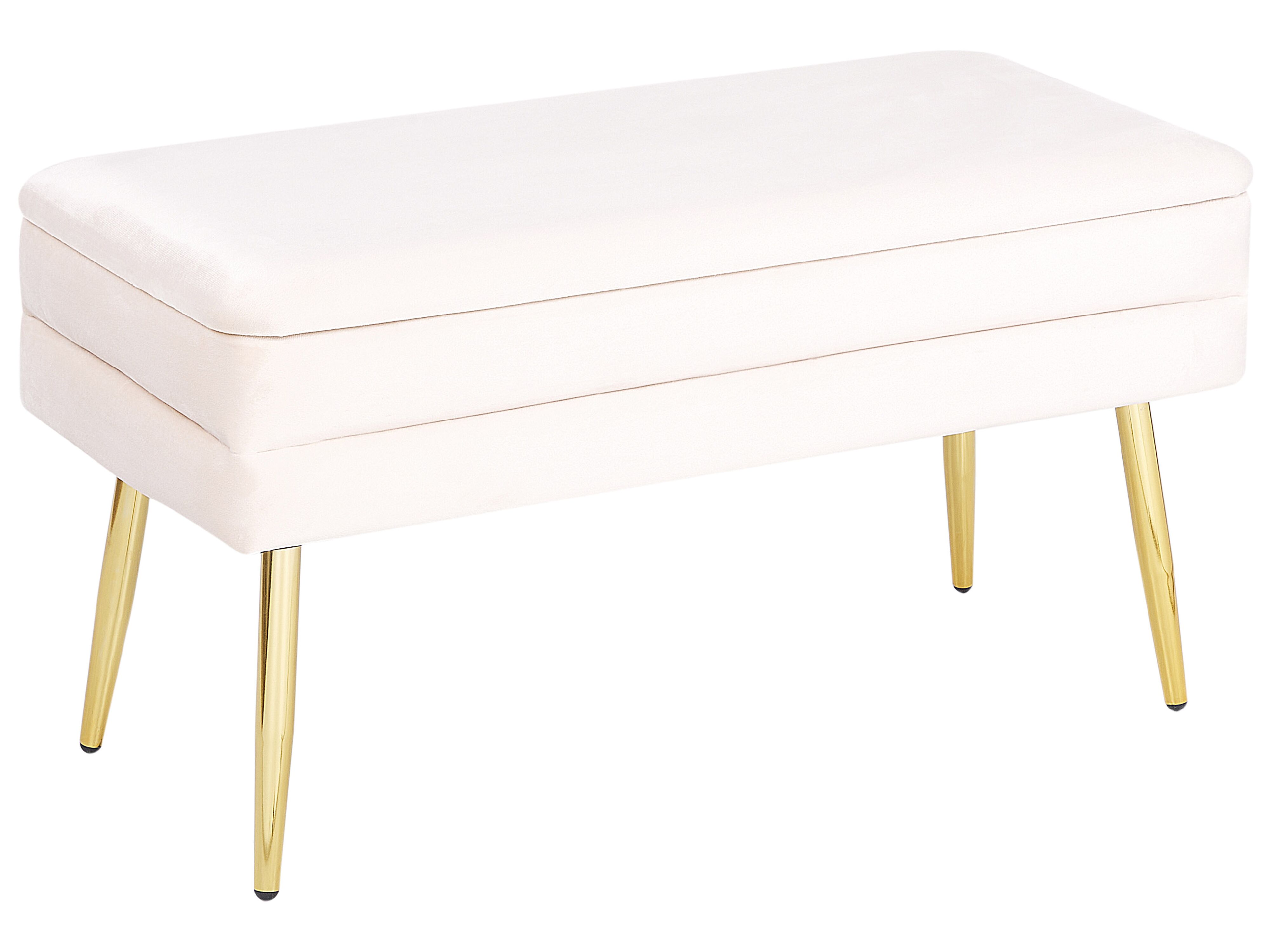 Upholstered Storage Bench DURHAM Velvet Off-White