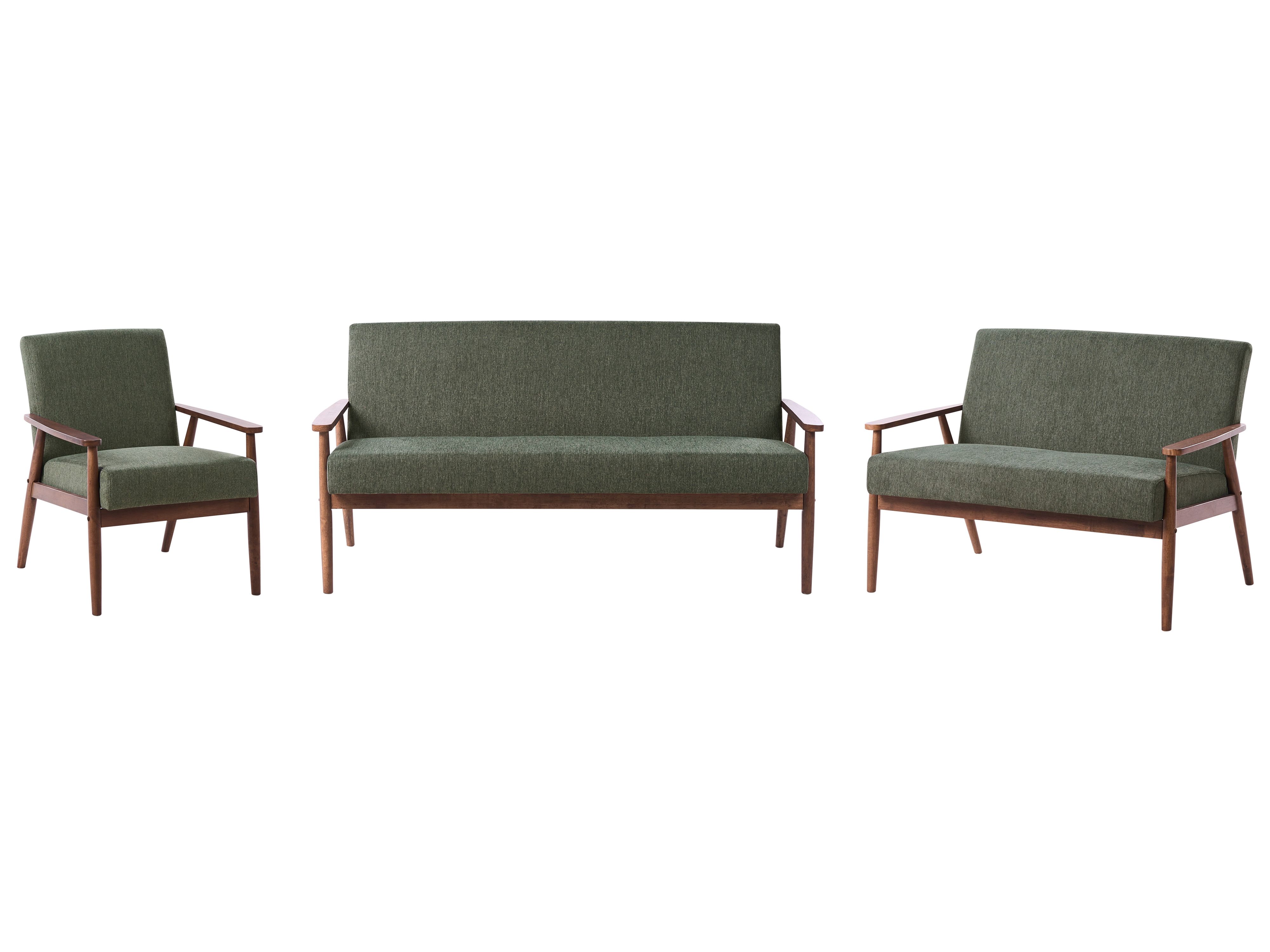 Living Room Set 6 Seater ESRUM Fabric Dark Brown/ Green