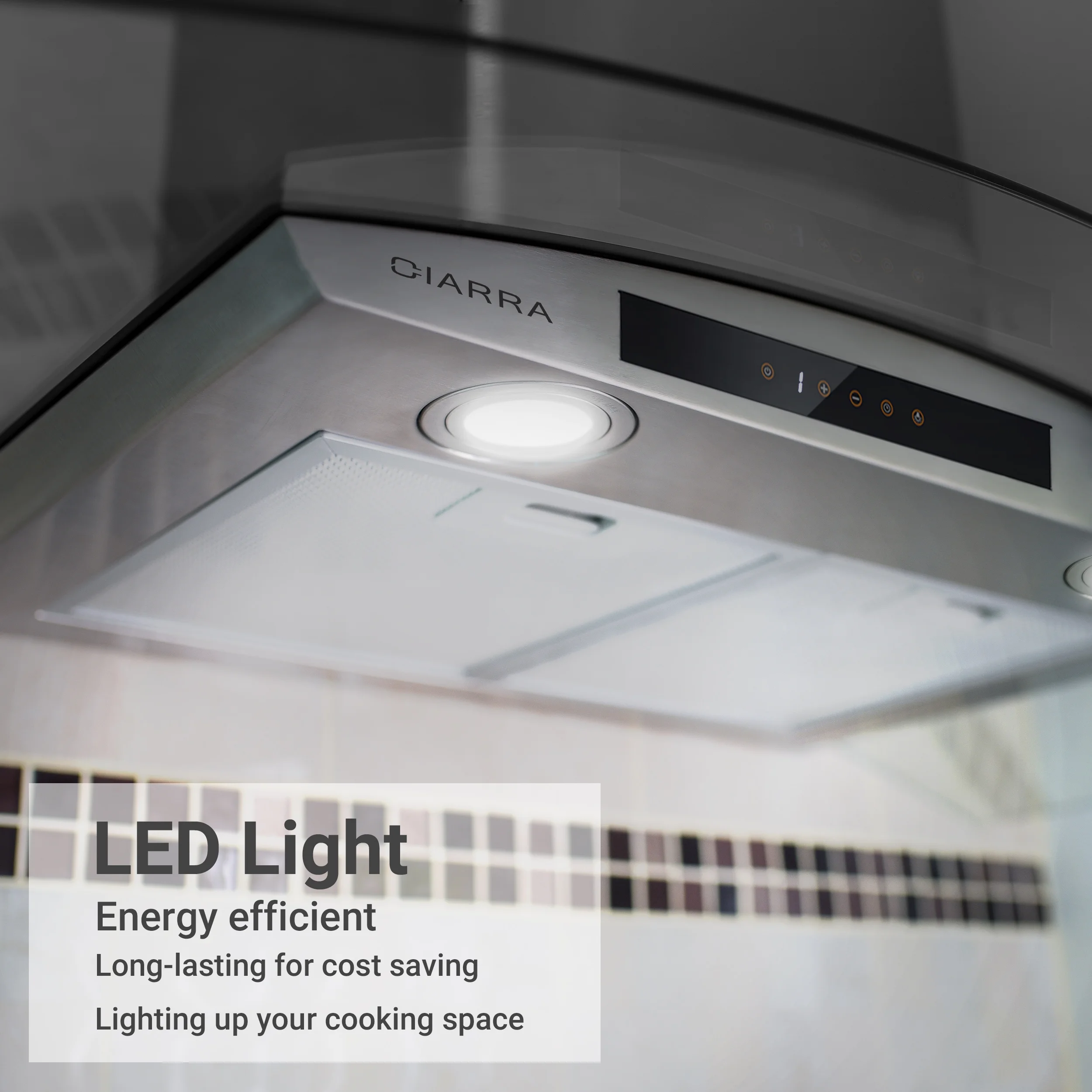 CIARRA Wall Mount Range Hood 30 inch with Tempered Glass 450 CFM Kitchen Vent Hood Ductless Ducted Convertible CAS50275