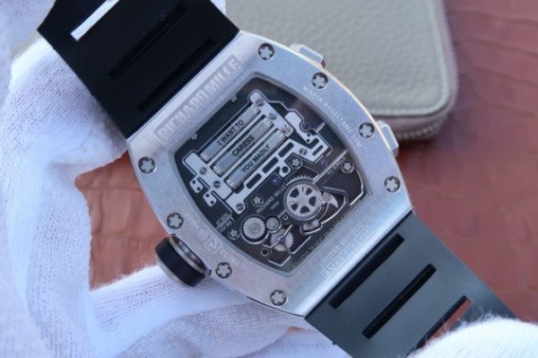 Replica Richard Mille RM069 SS Fake Tourbillon Skeleton Dial Black Rubber Strap A23J - Top club