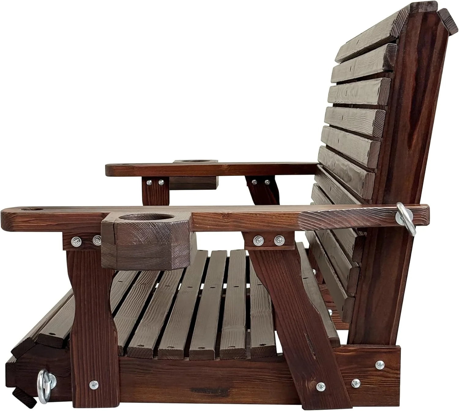 Fortune Candy 3 Person Outdoor Wood Hanging Swing, Heavy Duty 880 lbs Wood Porch Swing, Brown-5ft - Image 46