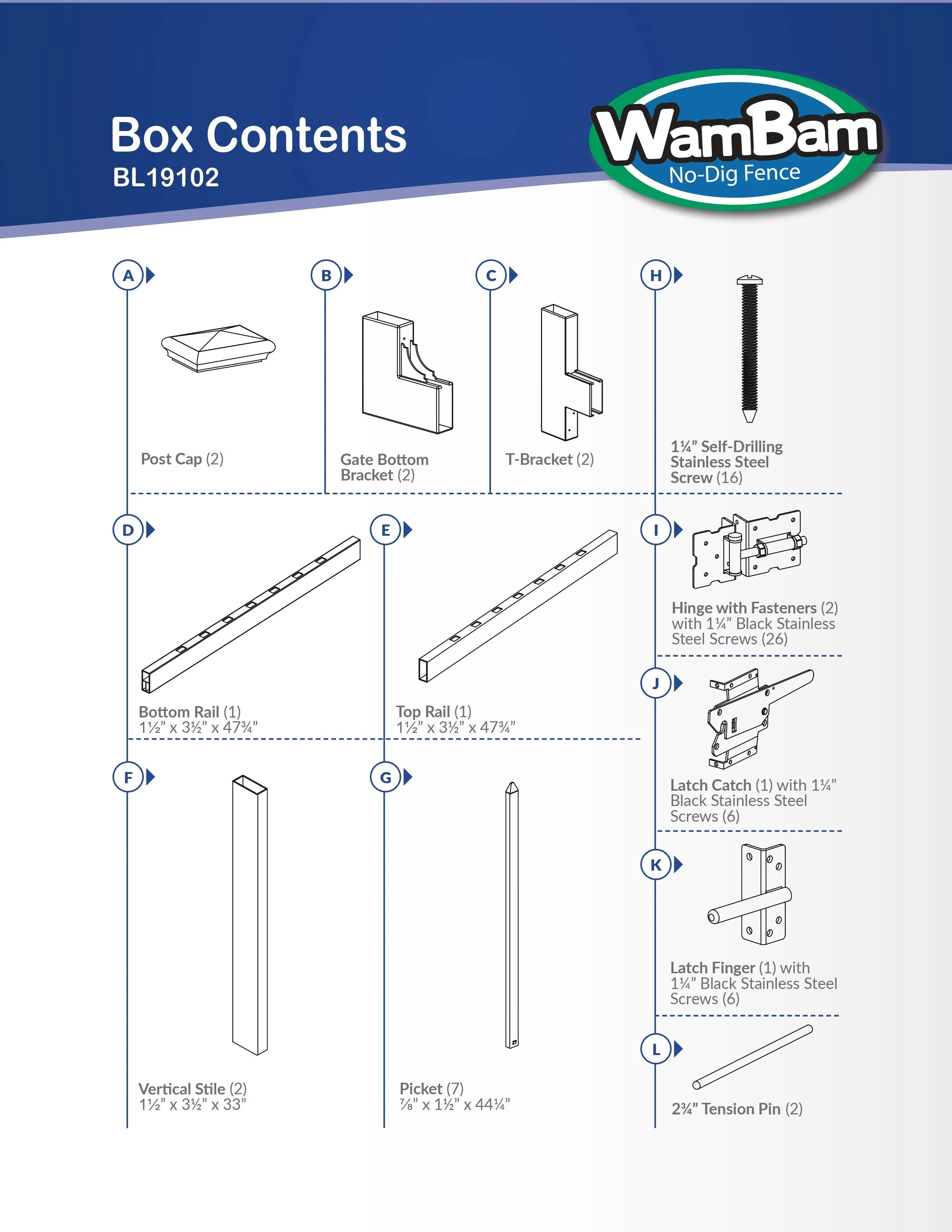 WamBam White Vinyl Picket Fence Panel Kit, 4ft H x 6ft W, 1 Panel + 1 Post - BL19101 - Image 18 WamBam White Vinyl Picket Fence Panel Kit, 4ft H x 6ft W, 1 Panel + 1 Post - BL19101 - Image 18
