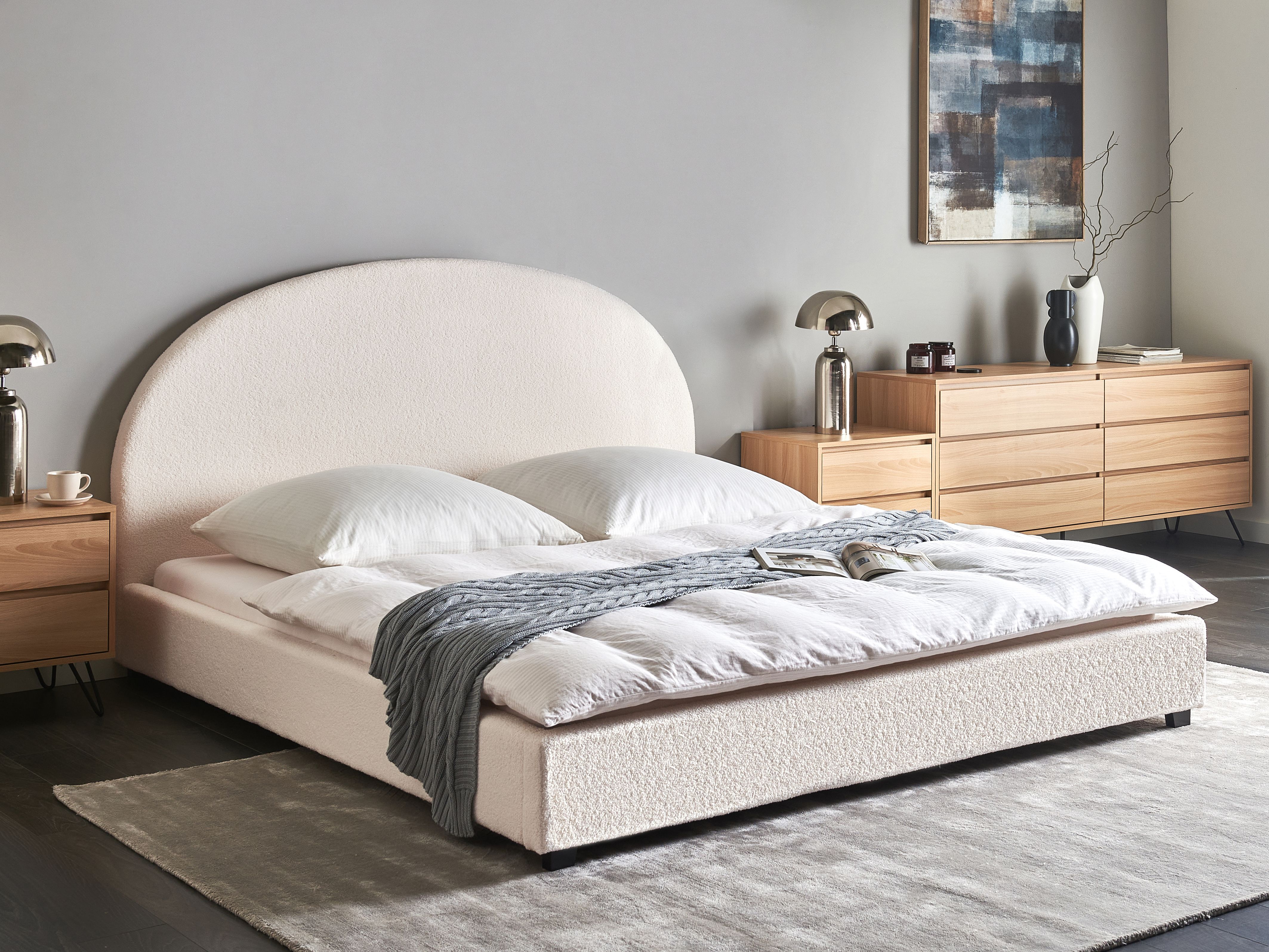 Bed Boucle VAUCLUSE 180 x 200 cm (EU Super King) Off-White