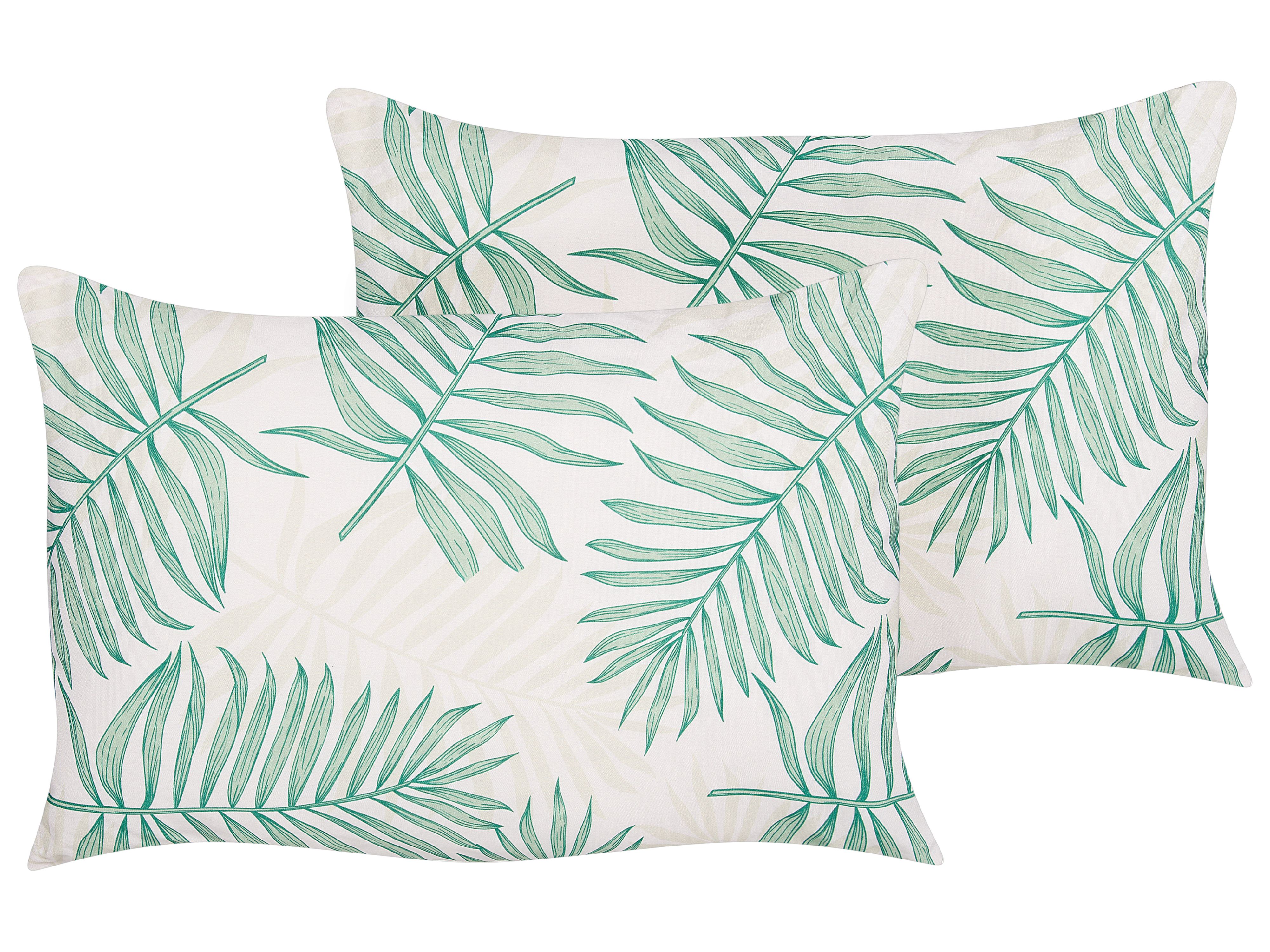 Set of 2 Outdoor Cushions POGGIO Plant Pattern 40 x 60 cm Green