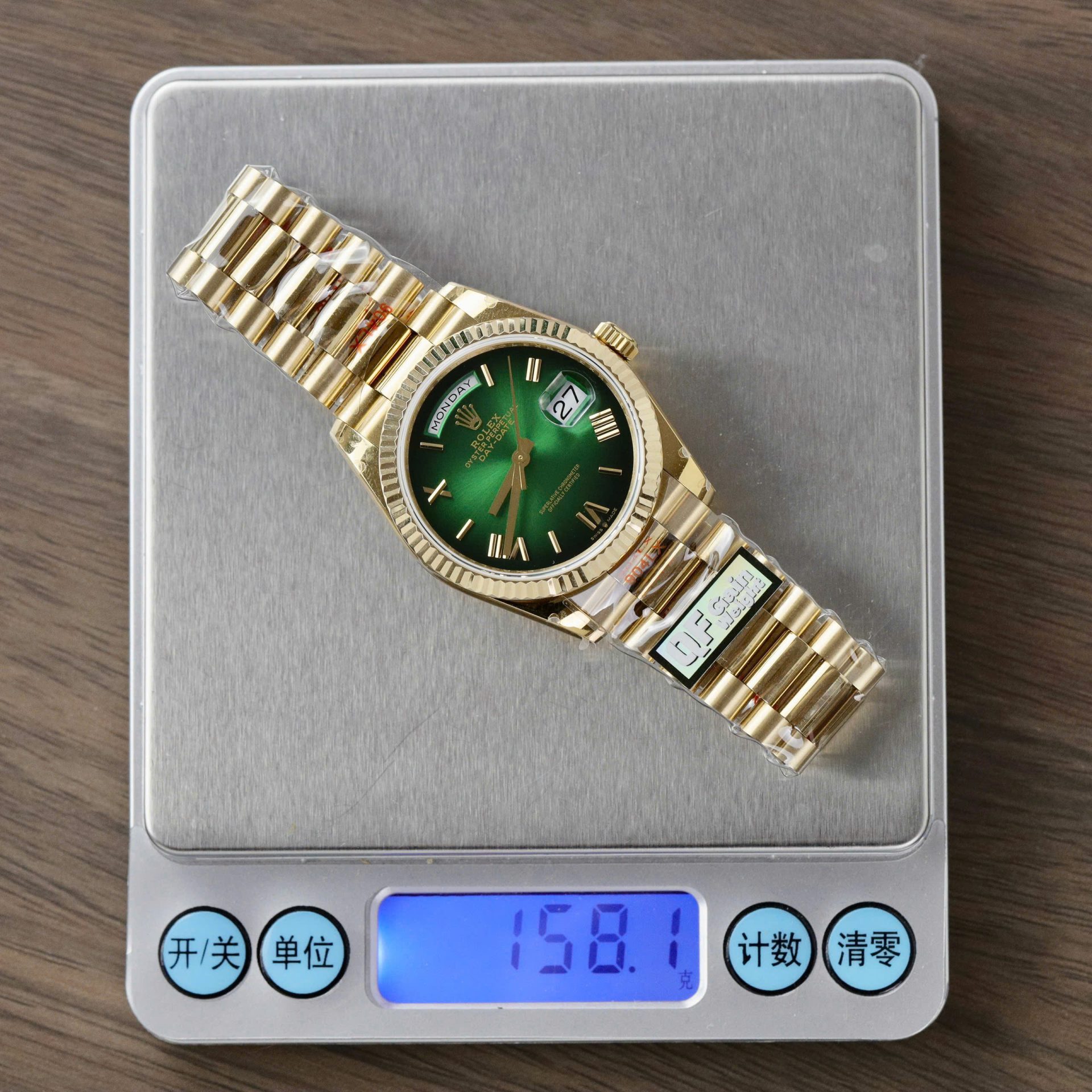 Rolex Day-Date 128238 Replica Watch Green Ombre Dial Weight 158gram QF 36mm - Elite Watch Atelier