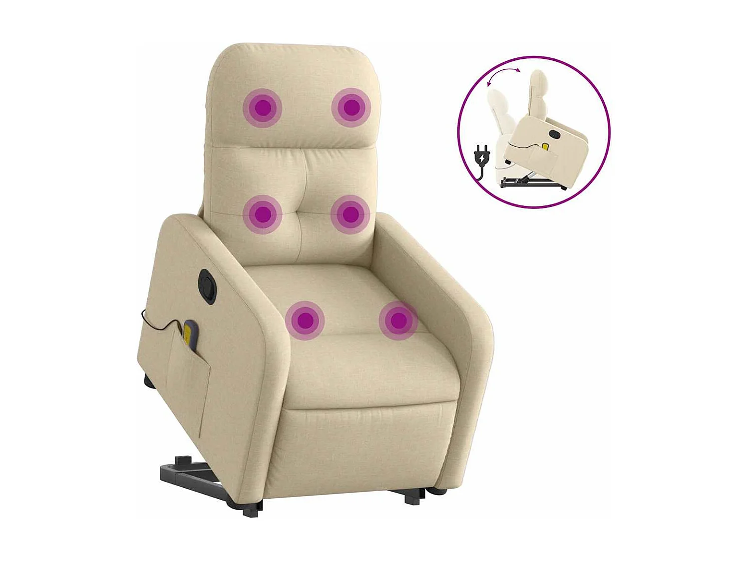Fauteuil inclinable-Chaise de relax-Fauteuil de Massage Crème Tissu SHL3746