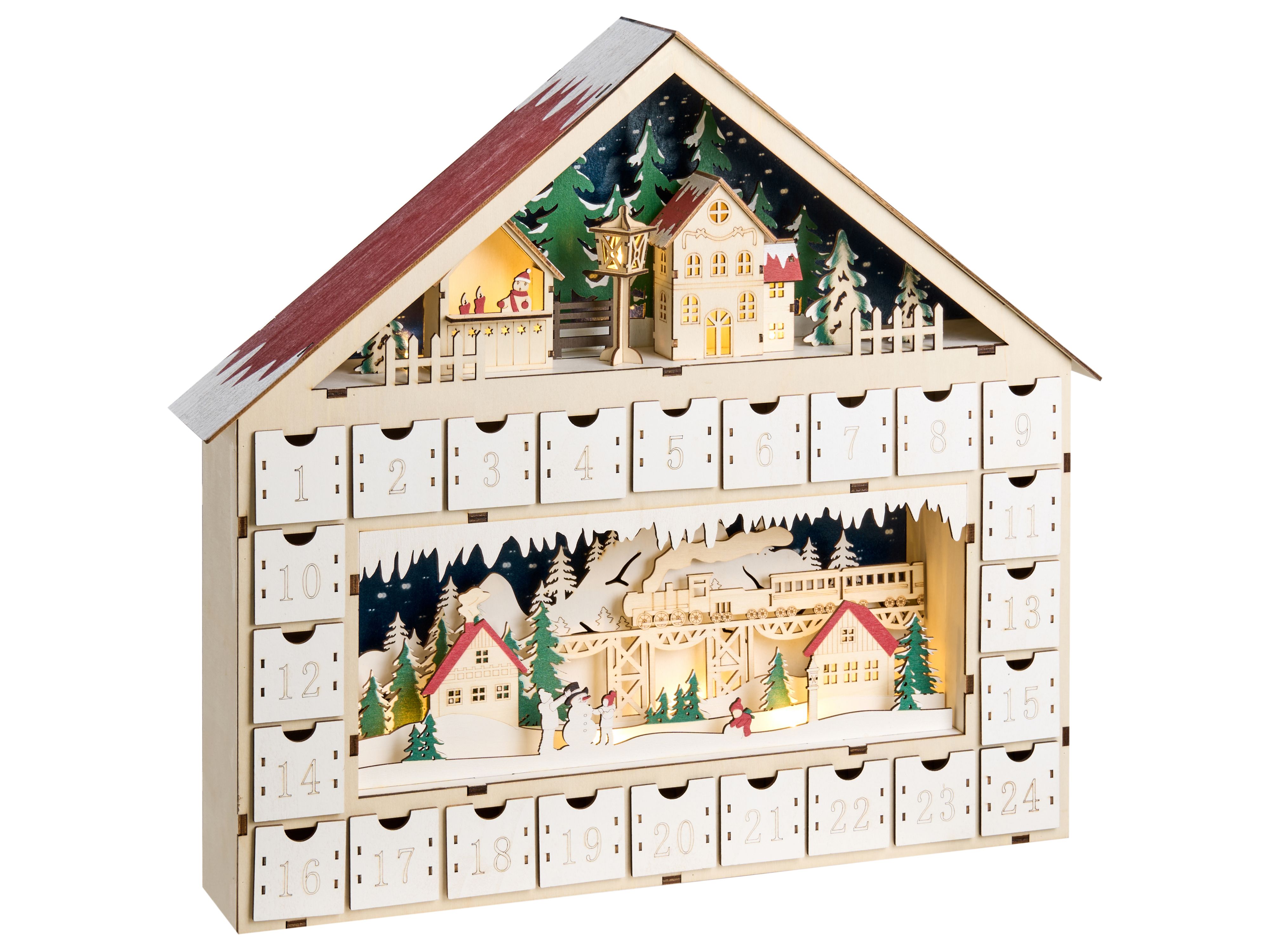 Christmas Decoration LED NISSER Advent Calendar 44 cm Light Brown