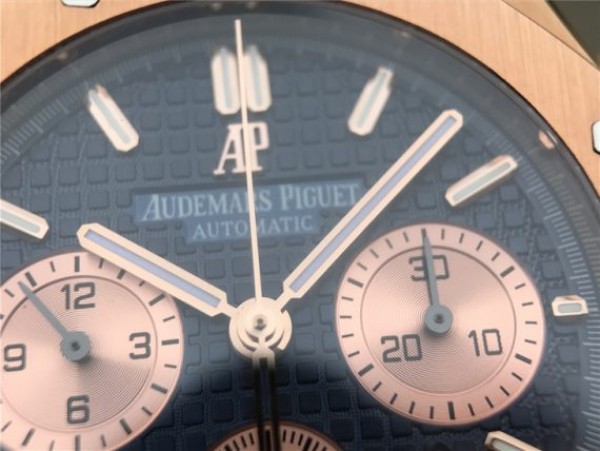 Replica Audemars Piguet Royal Oak Chronograph RG JHF Blue/RG Dial RG Bracelet A7750 - Top club