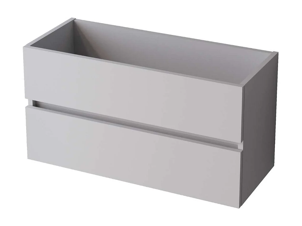 Meuble salle de bain ANCONA 80cm – Plan vasque céramique, 2 tiroirs, finition Blanc Brillant, H 54cm x P 45cm