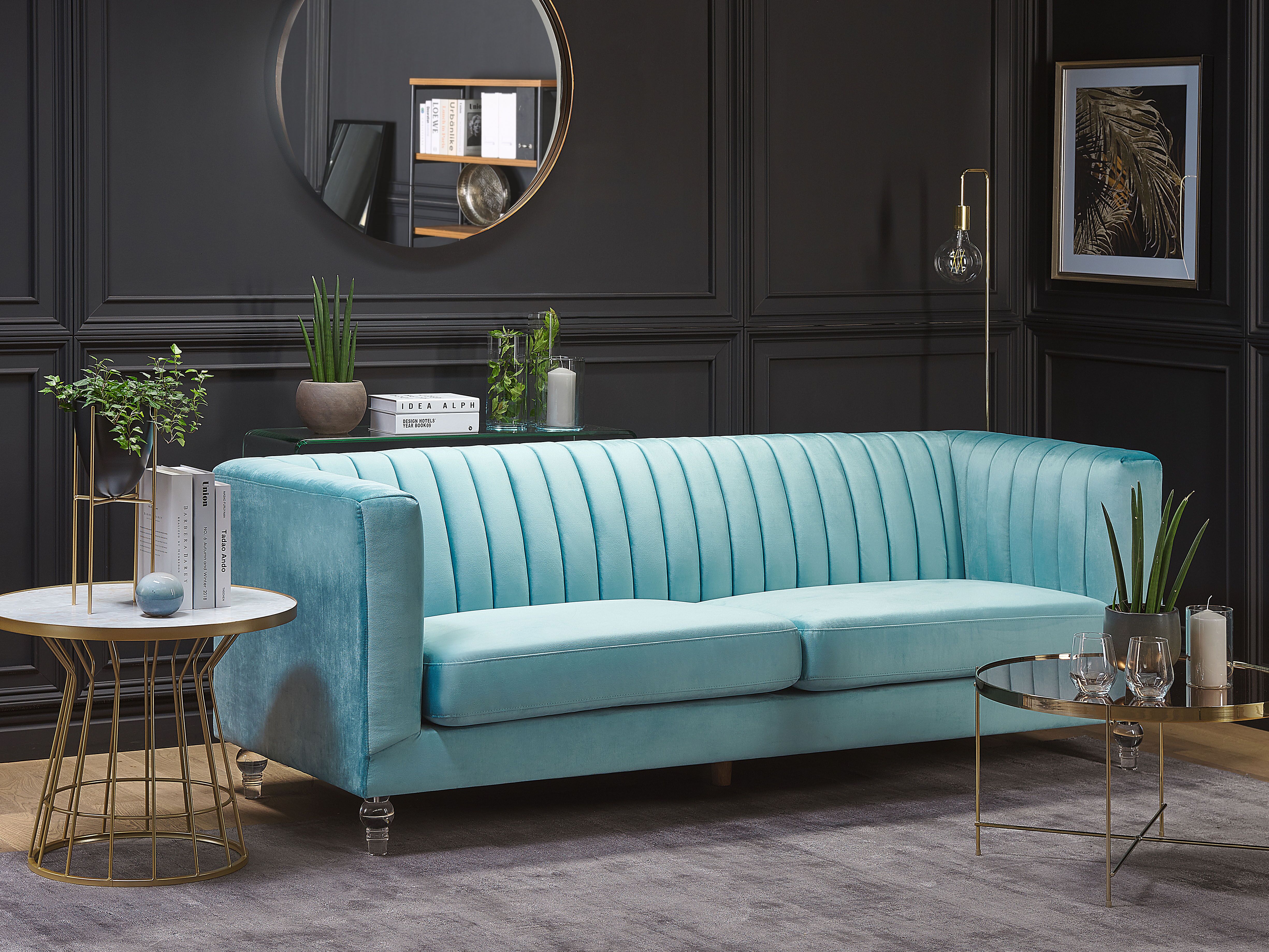 Sofa 3 Seater ARVIKA Velvet Light Blue