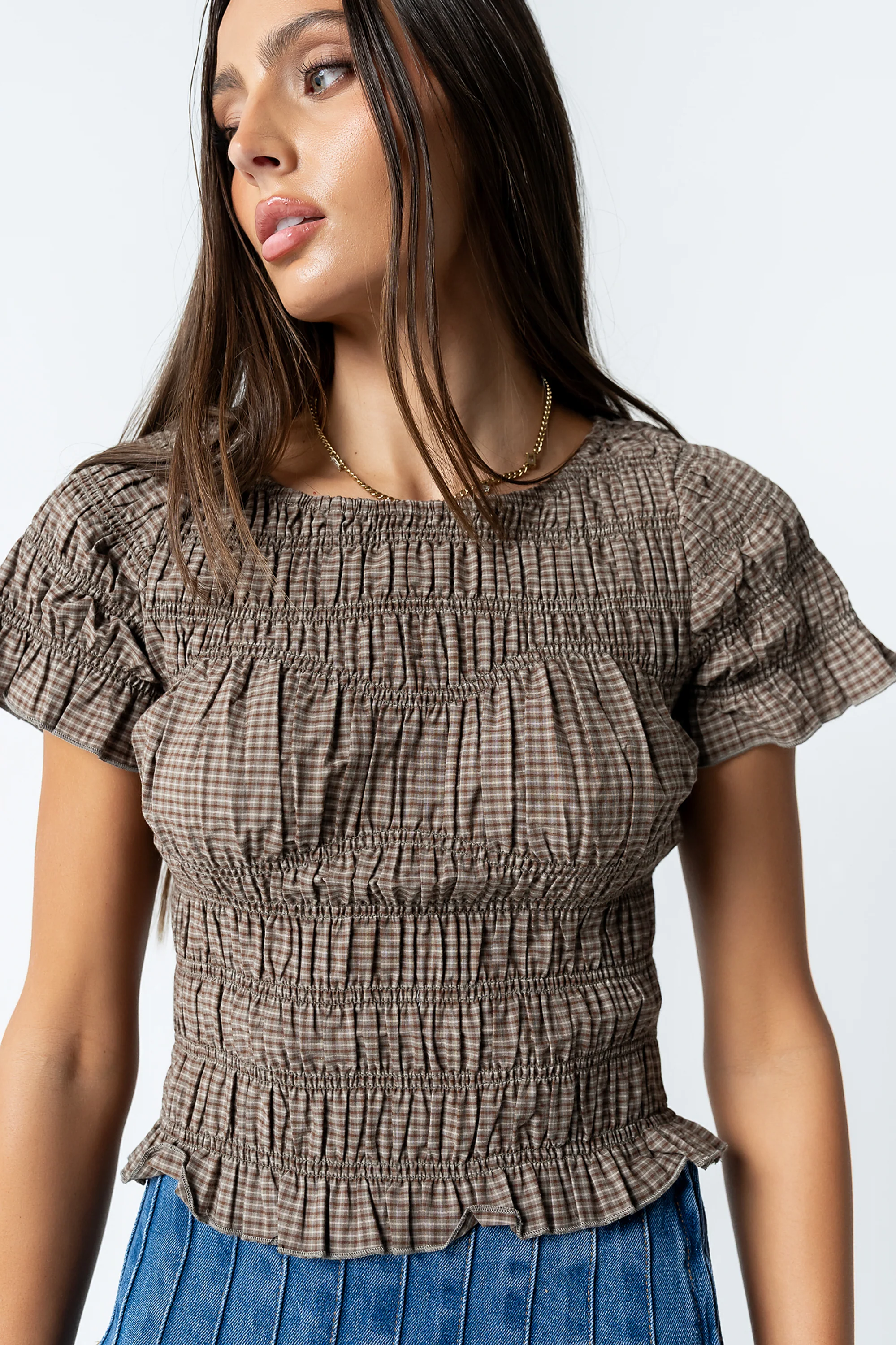 Marta Smocked Blouse in Olive