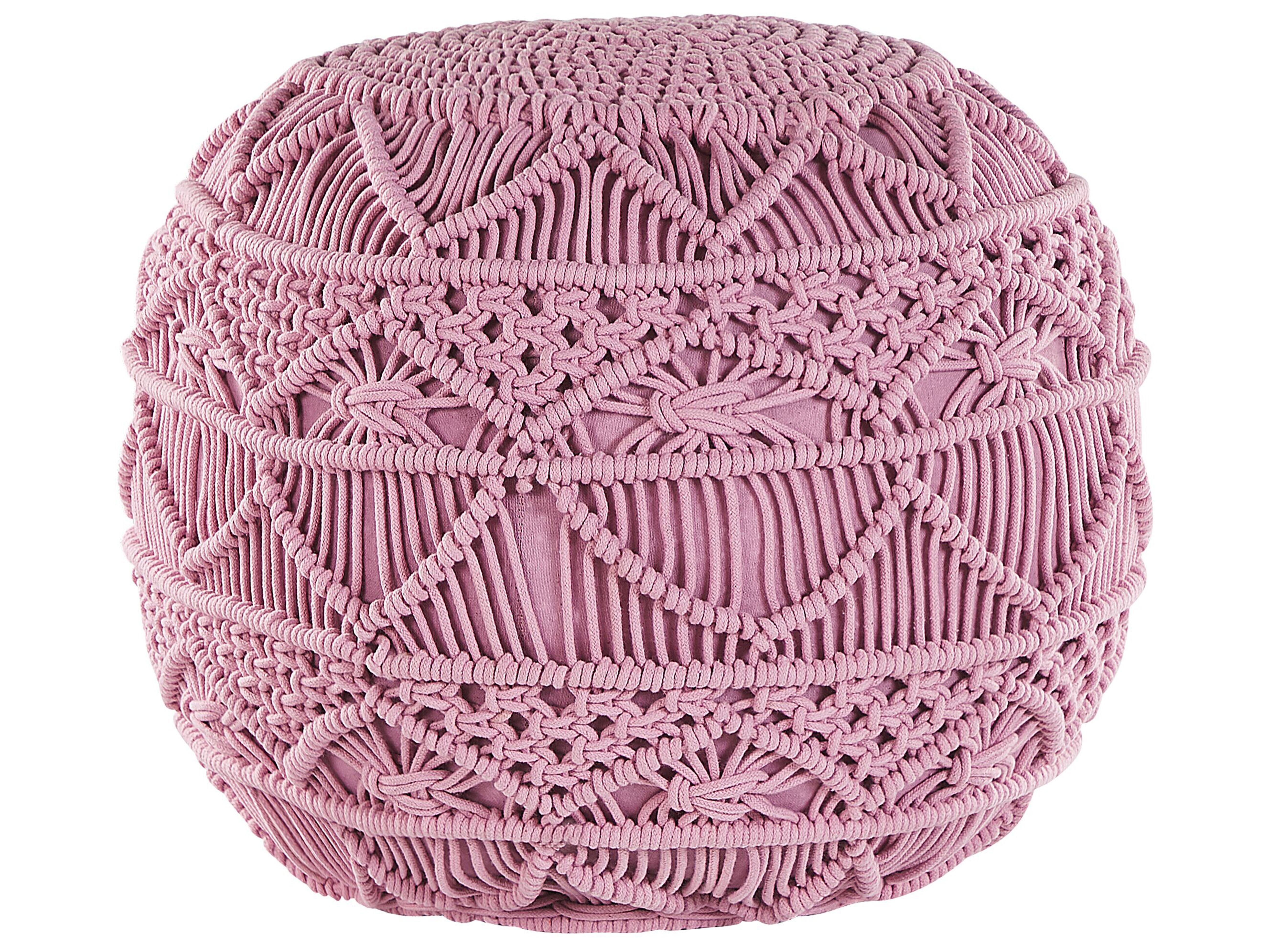 Pouffe Macramé KAYSERI Cotton Pink