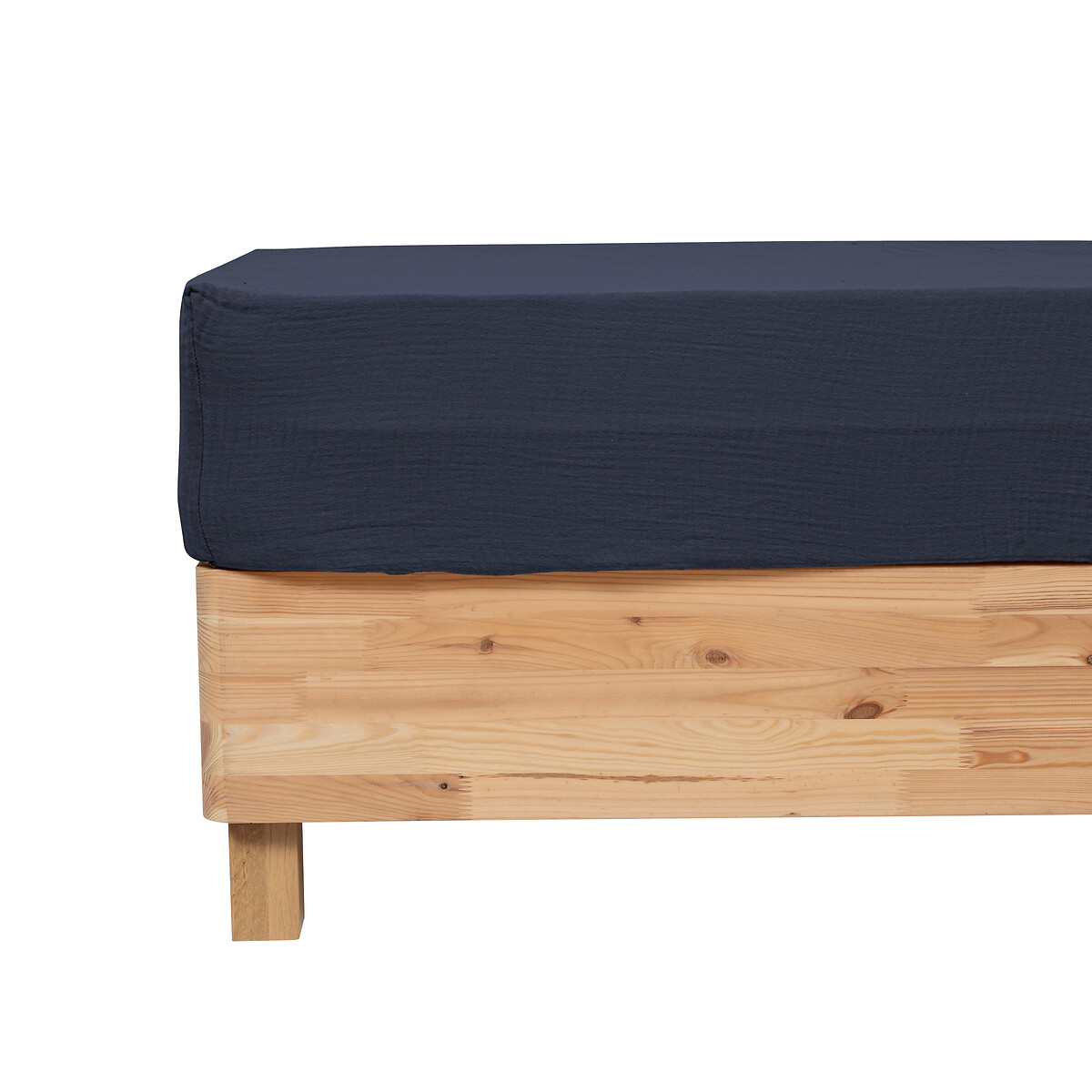 Fitted sheet "Flora" Cotton gauze, Blue, 160x200 cm