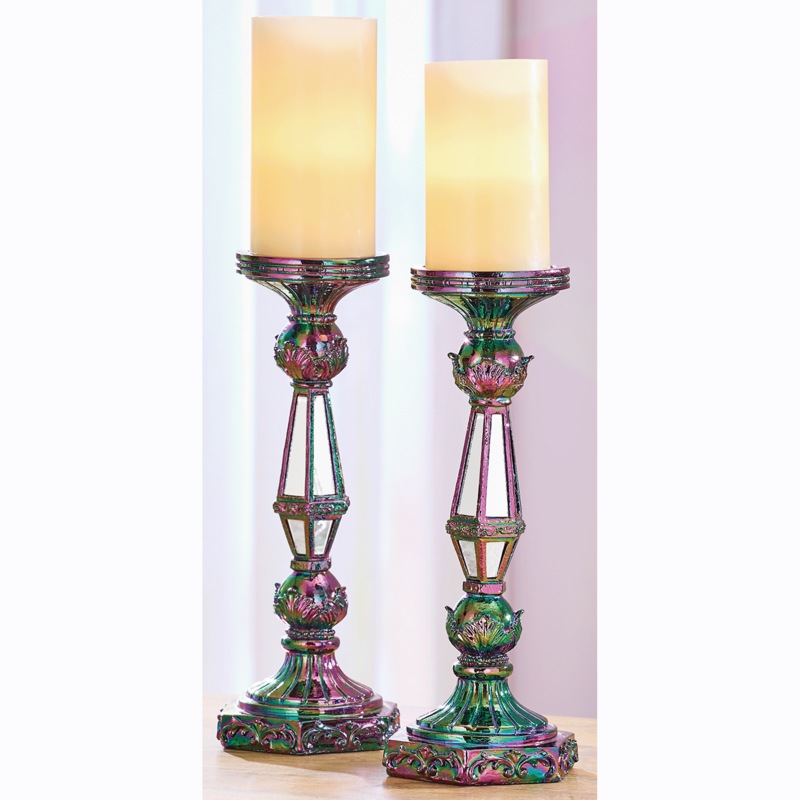 Set of 2 Iridescent Candleholders - MIDNIGHT VELVET CATALOG