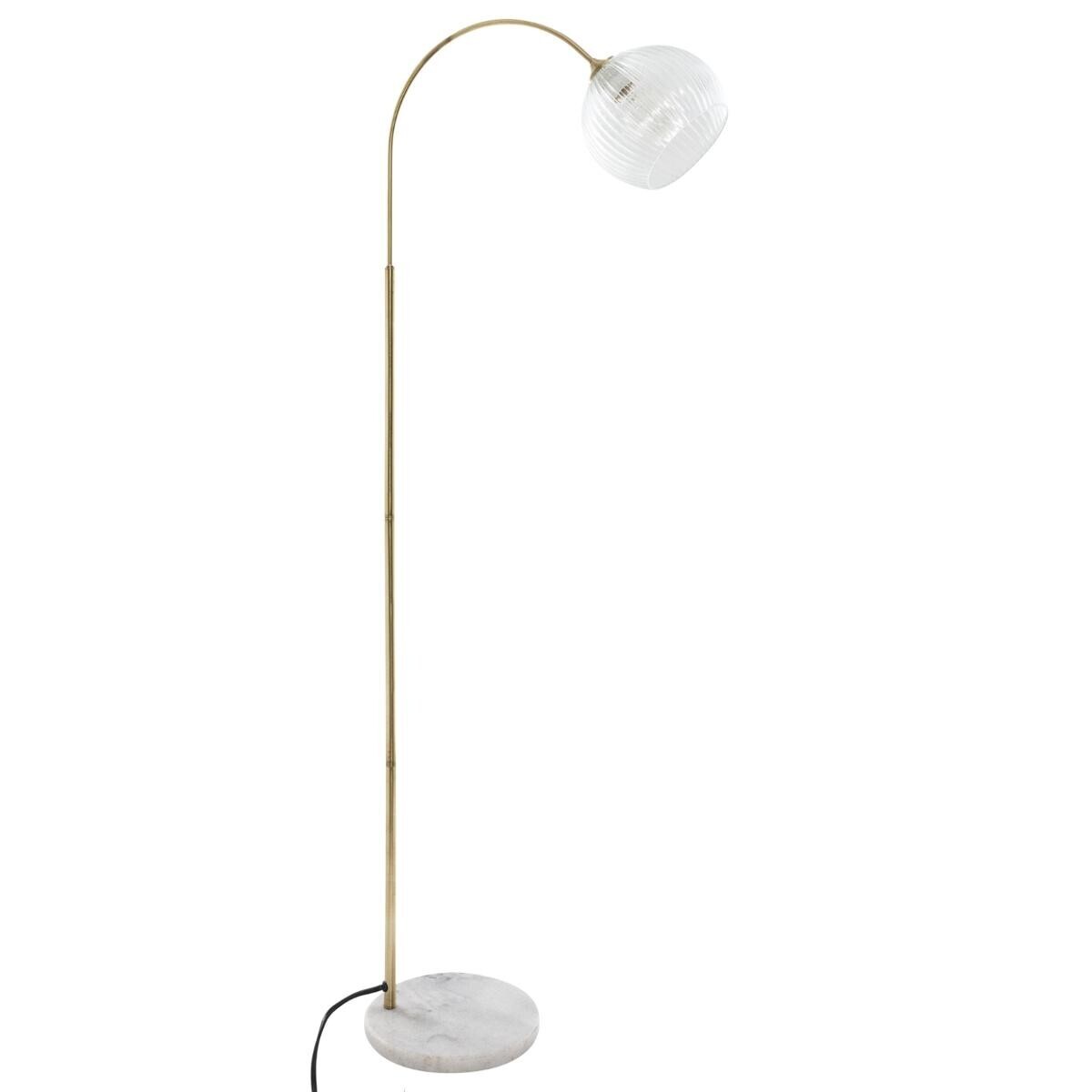 Arc Floor Lamp "Laye" White & Gold, marble base H. 150 cm