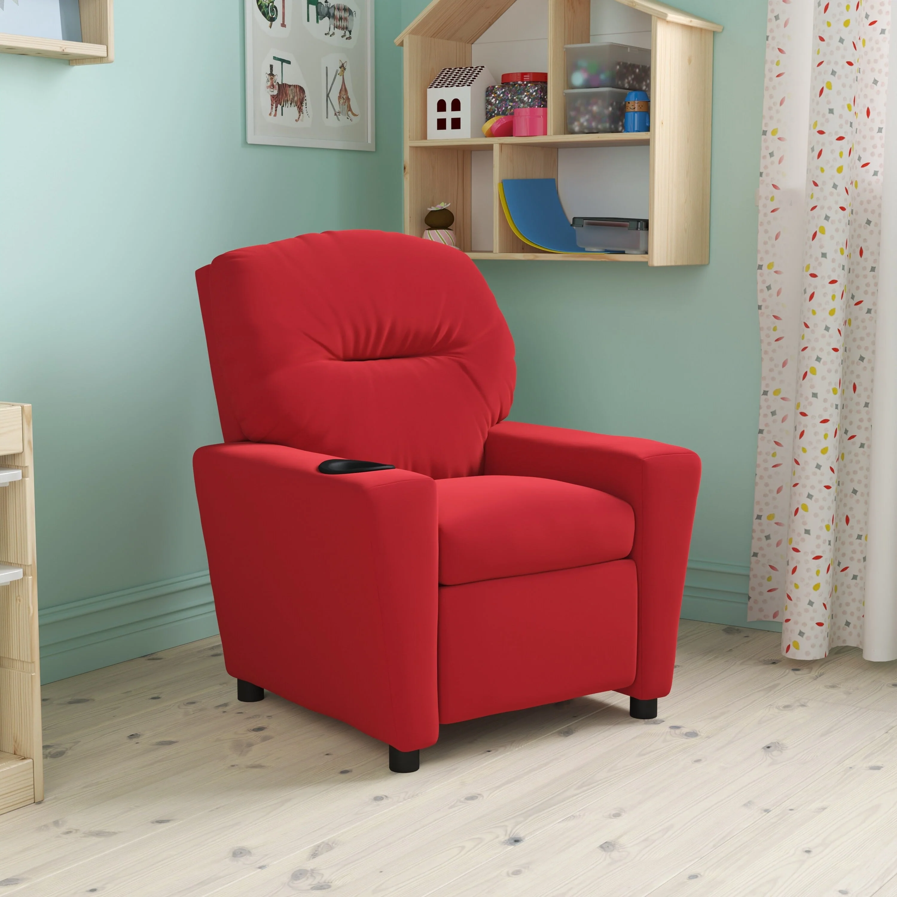 Lancaster Home Contemporary Kids Recliner with Cup Holder Brown Microfiber - Image 19