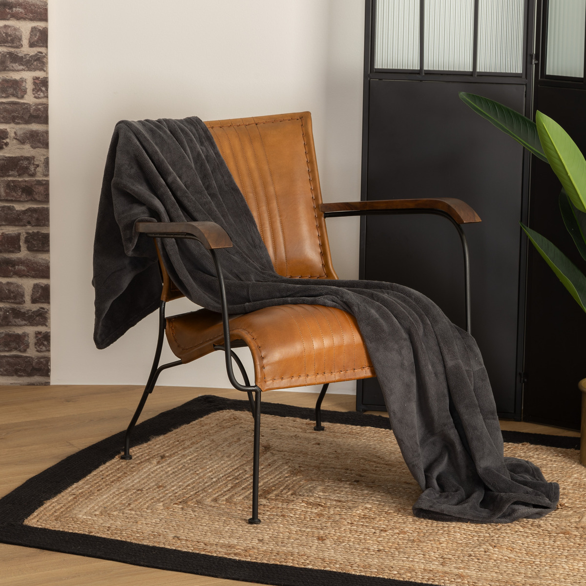 Microfibre plaid Slate grey, 130x180 cm