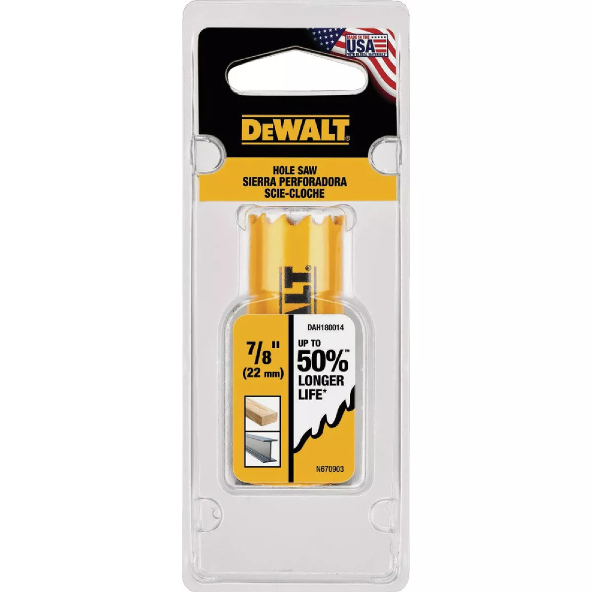DEWALT 7/8 In. Bi-Metal Hole Saw