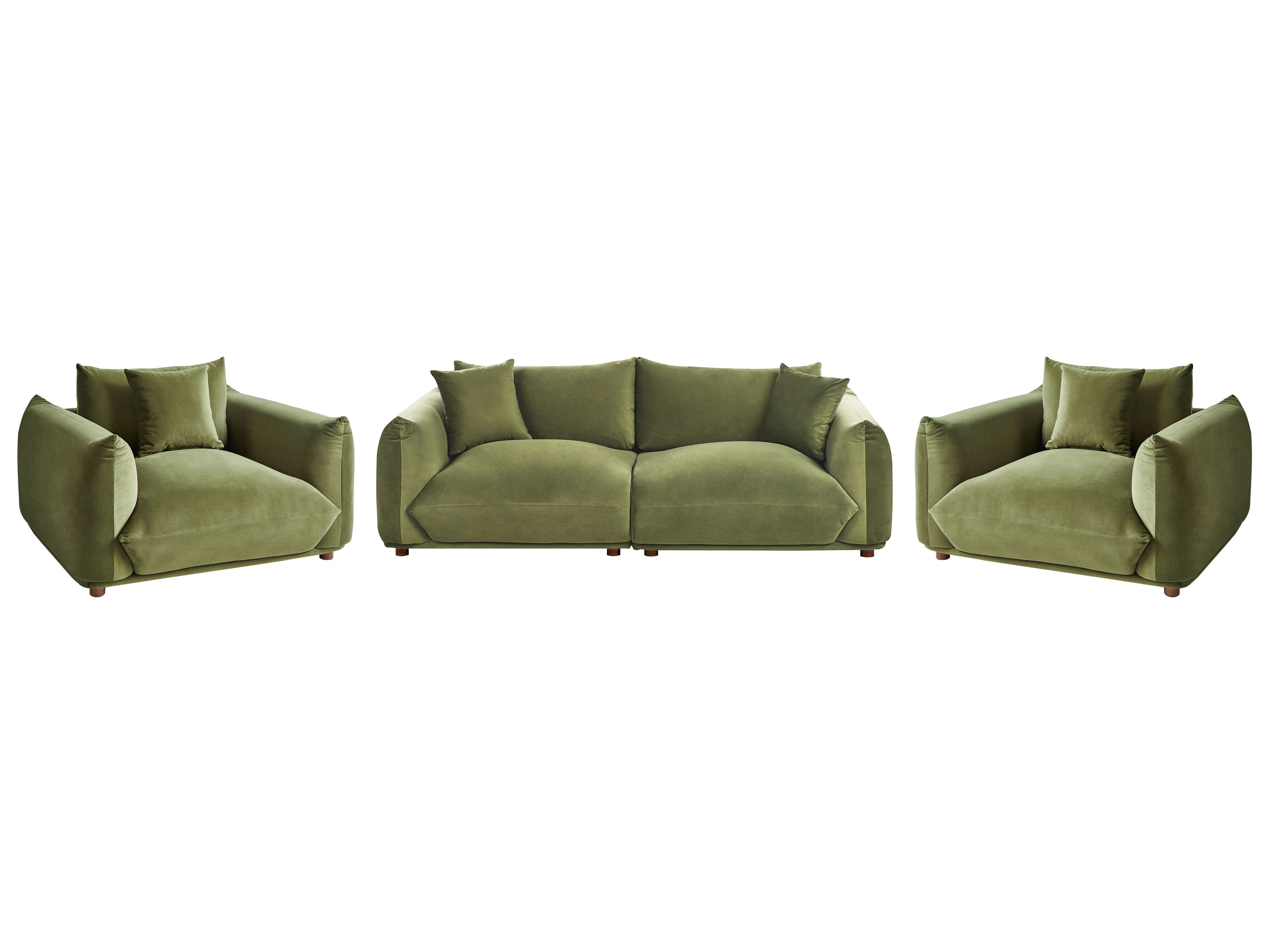 Living Room Set 5 Seater LUVOS Velvet Green