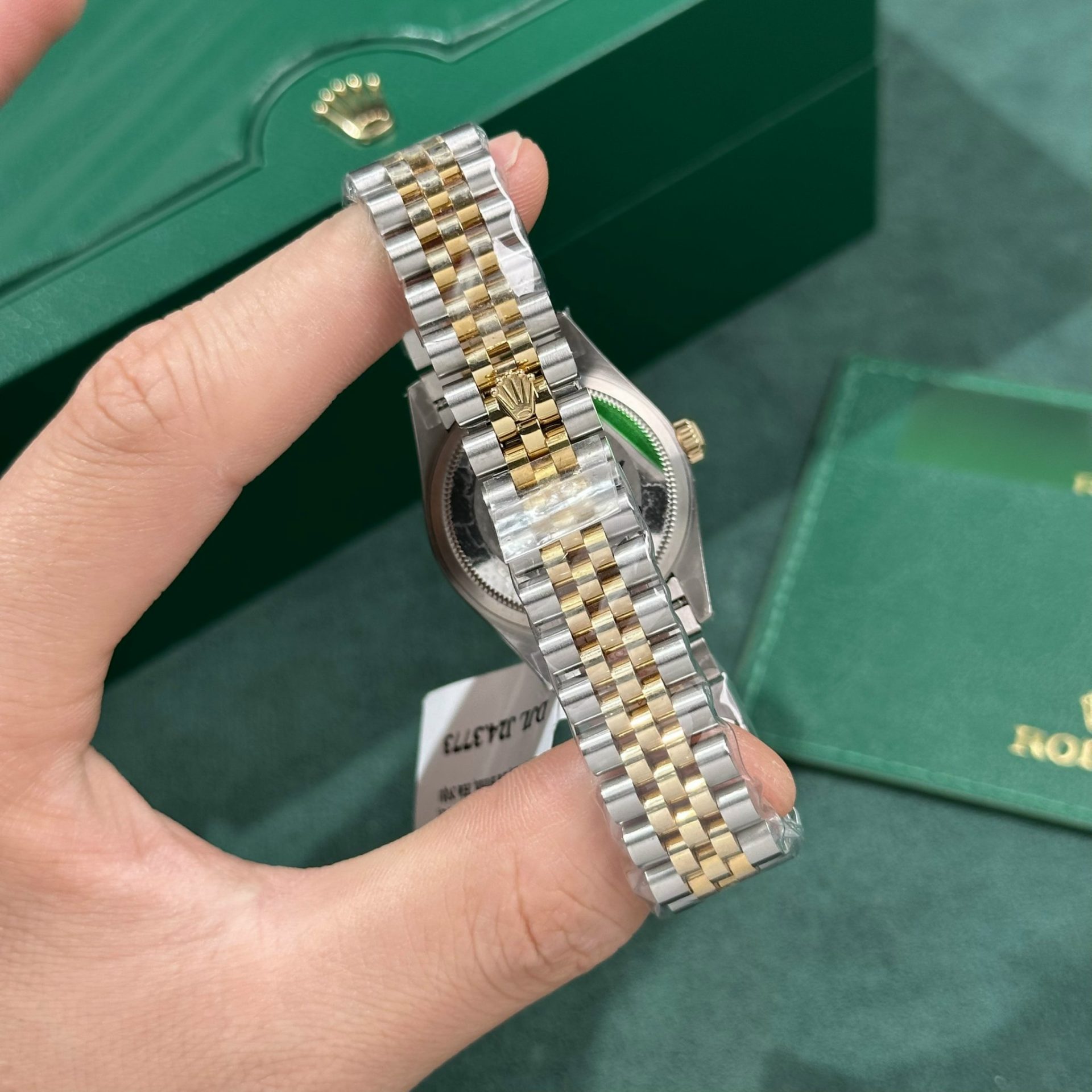 Rolex Replica Watch DateJust Gold Wrapped Green Dial GM Factory 31mm - Elite Watch Atelier