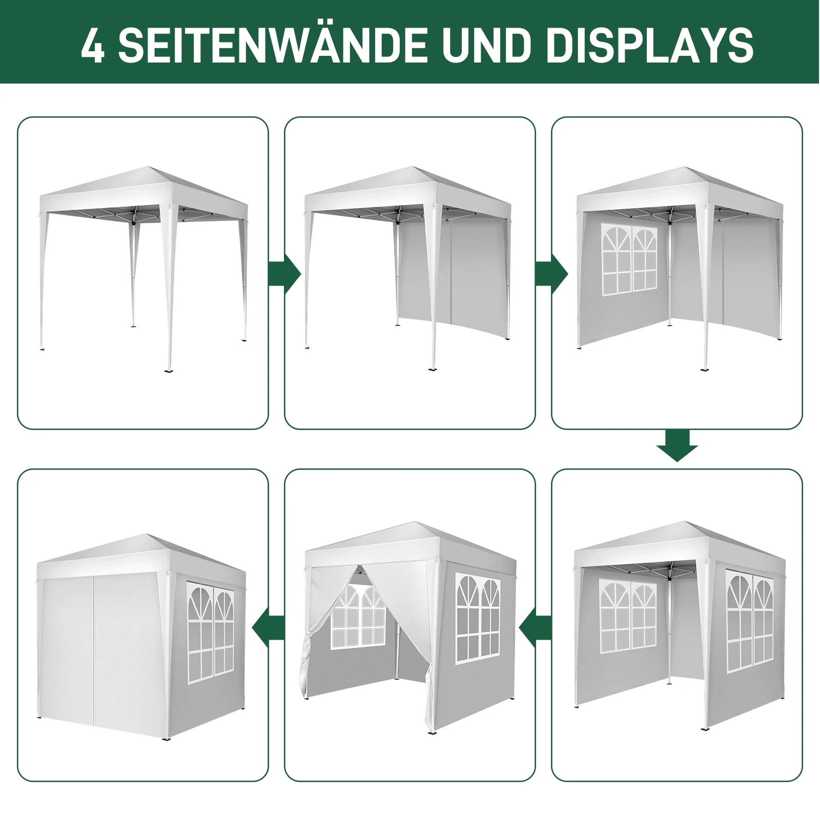 6.5x6.5ft Pop Up Canopy Tent - Instant White Gazebo w/ 4 Sidewalls, UPF 50+ & Carry Bag, 42 sq ft Shade for Camping/Patio (200x200cm)