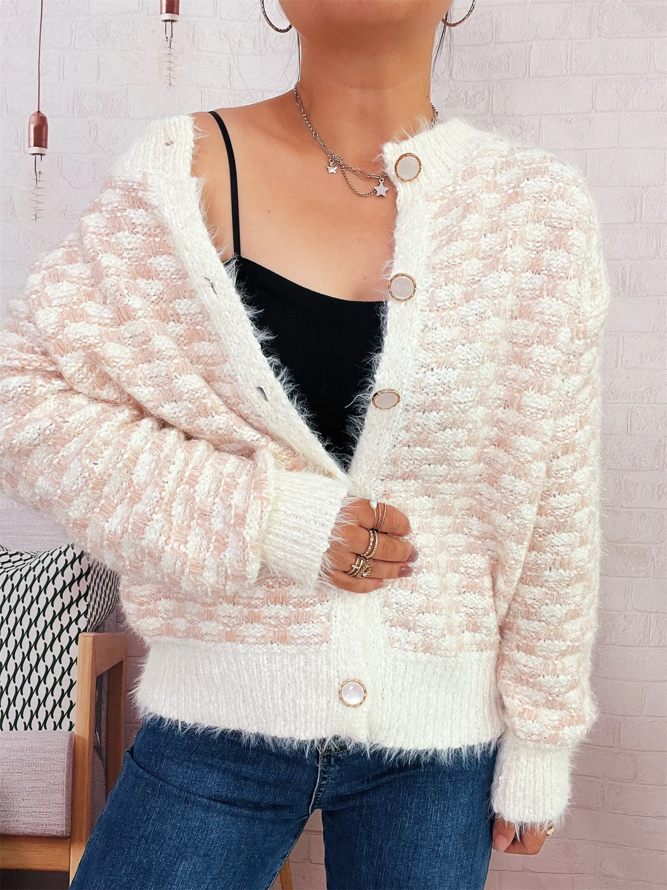 Fluffy Textured Button-Up Cardigan - ZKZOOK