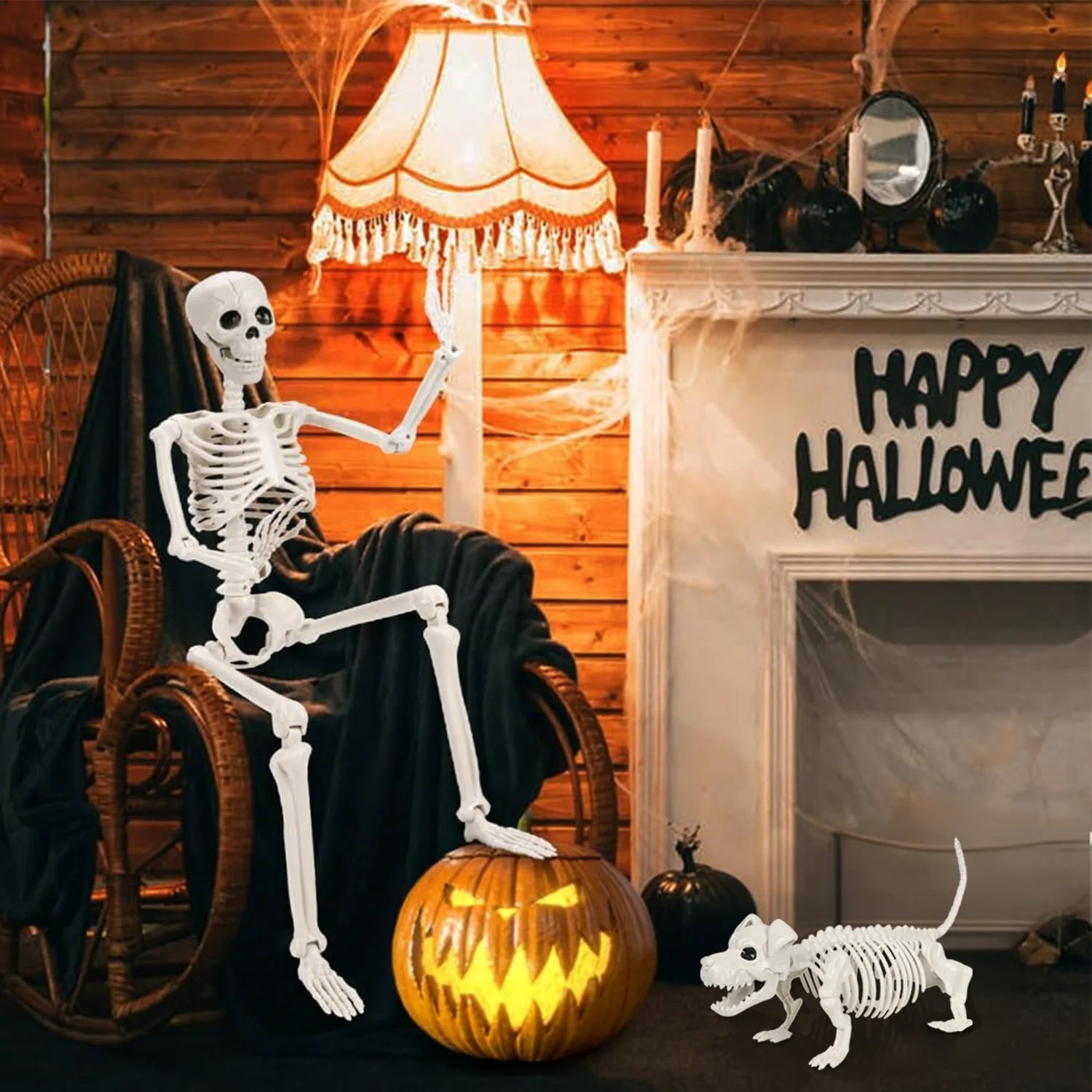Ayieyill 2pcs Skeleton and Dog Skeleton Halloween Decorations Posable Skeletons Halloween Decorations Indoor Outdoor - Image 8 Ayieyill 2pcs Skeleton and Dog Skeleton Halloween Decorations Posable Skeletons Halloween Decorations Indoor Outdoor - Image 8