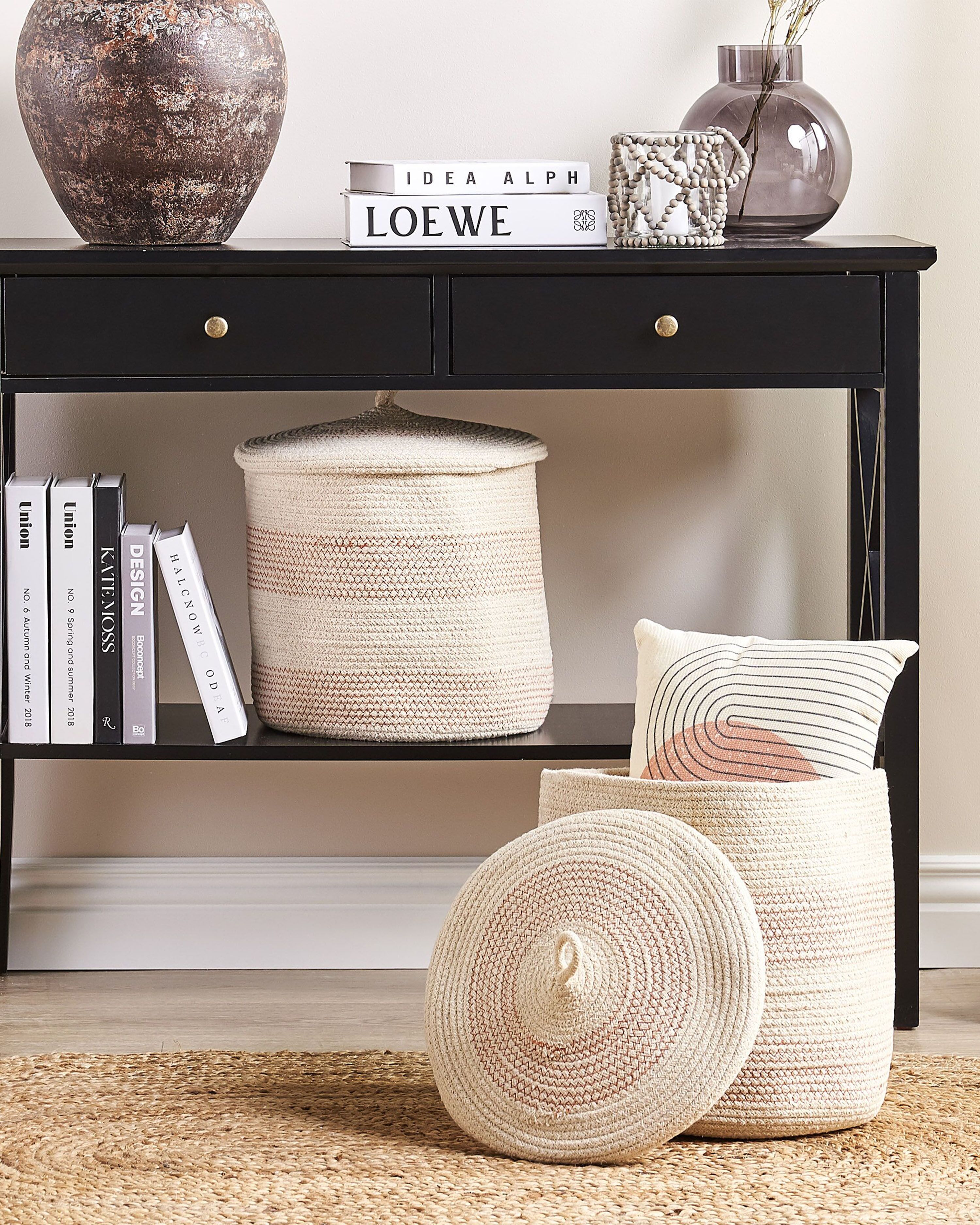 Set of 2 Baskets SILOPI Cotton Light Beige