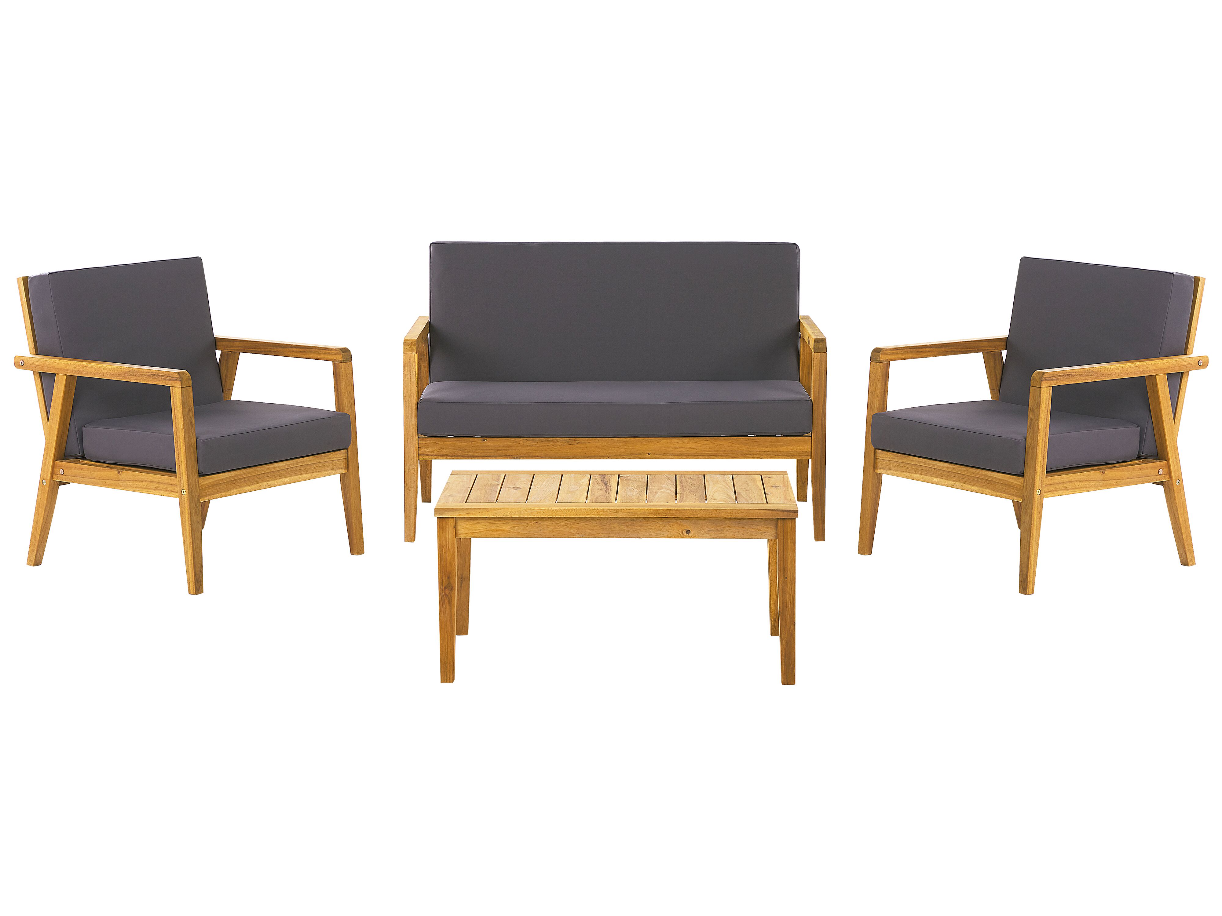 Garden Lounge Set with Table 4 Seater PALLANO Acacia Wood Dark Grey