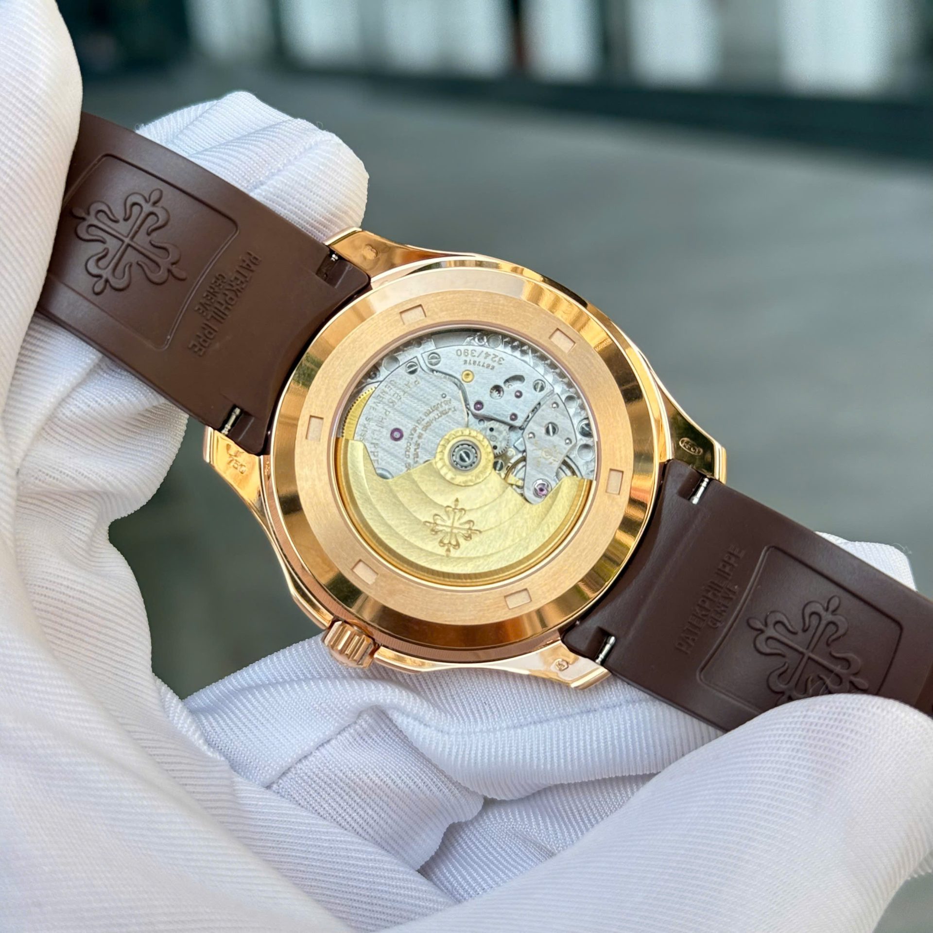 Patek Philippe Aquanaut 5167 Rose Gold Fake Watches Brown Dial Rubber Strap Custom BBF Factory 40mm - Top club