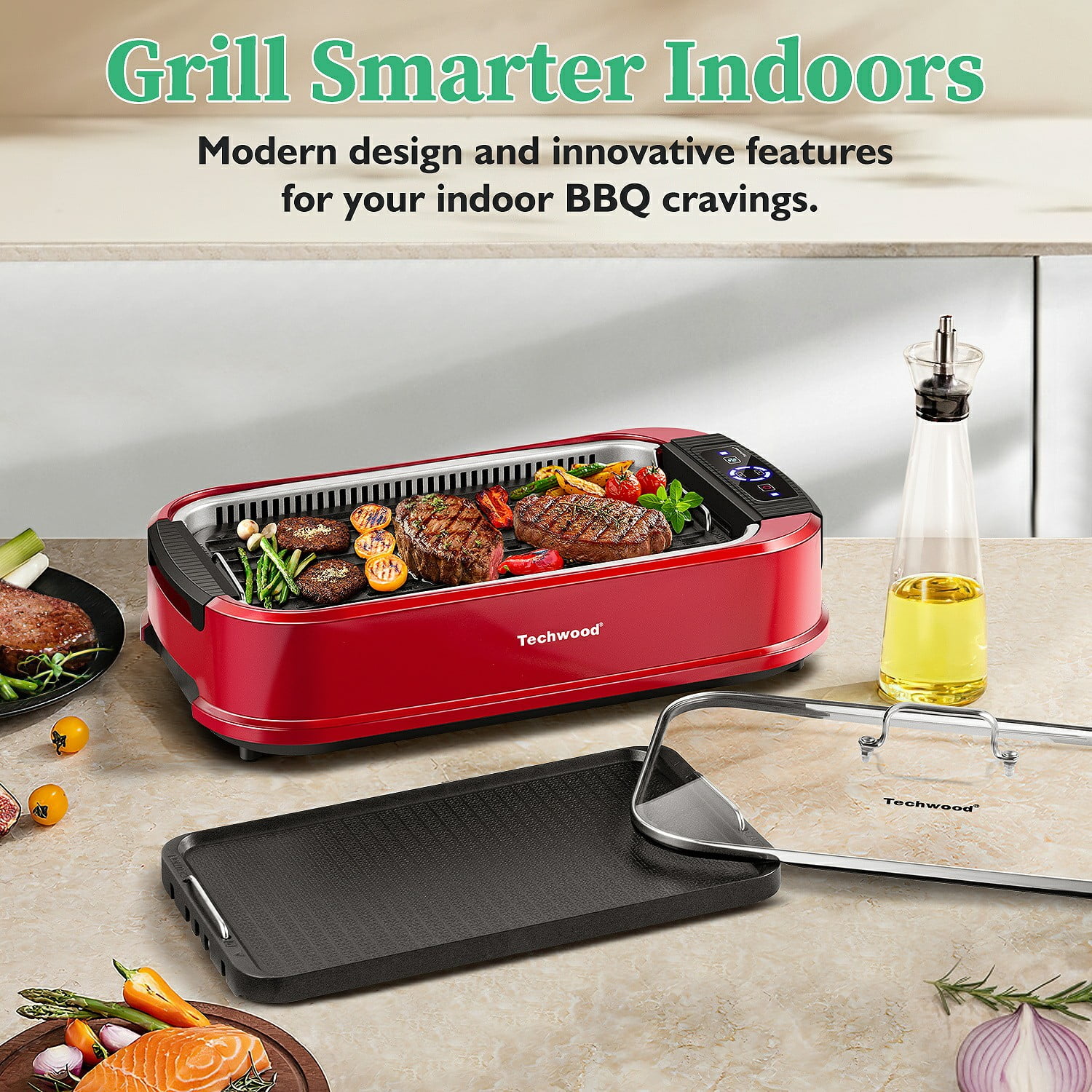 Techwood Indoor Smokeless Grill, 1500W, Black, Electric Portable Korean BBQ Grill with Tempered Glass Lid - Image 47