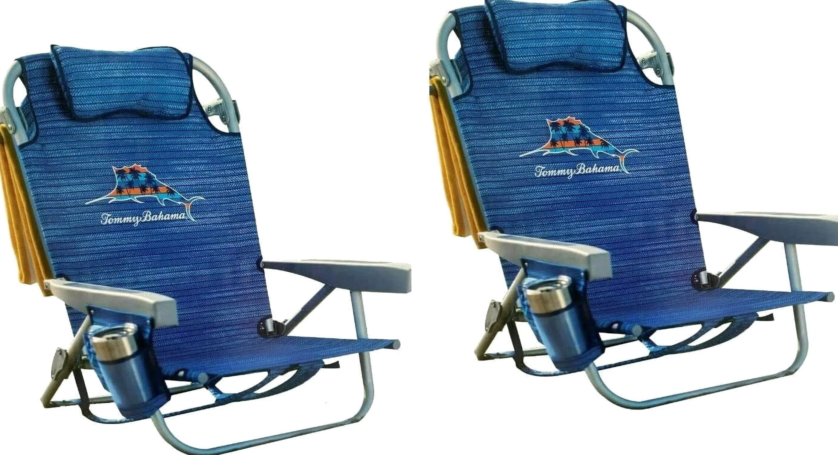 Tommy Bahama Backpack Beach Chairs, Blue, 2 Pack Tommy Bahama Backpack Beach Chairs, Blue, 2 Pack