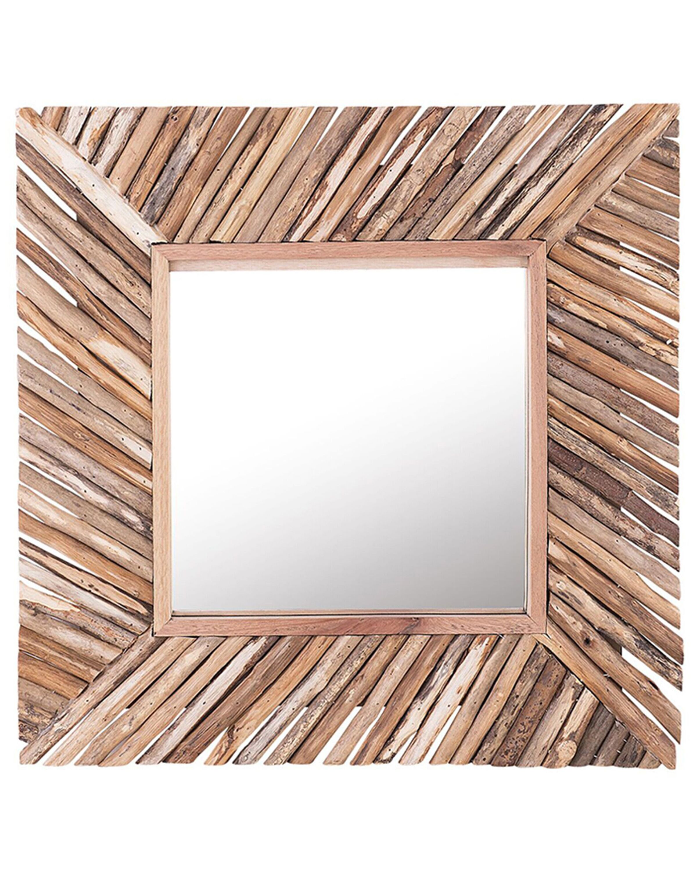 Wall Mirror KANAB 60 cm 60 cm Teak Wood Brown