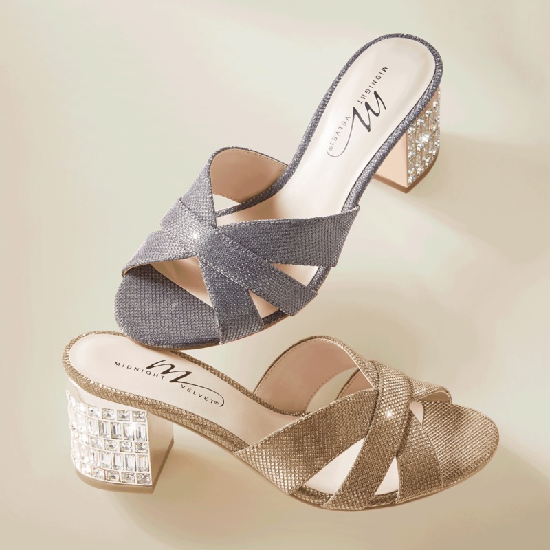 Midnight Velvet Rhinestone-Heel Slide - MIDNIGHT VELVET CATALOG
