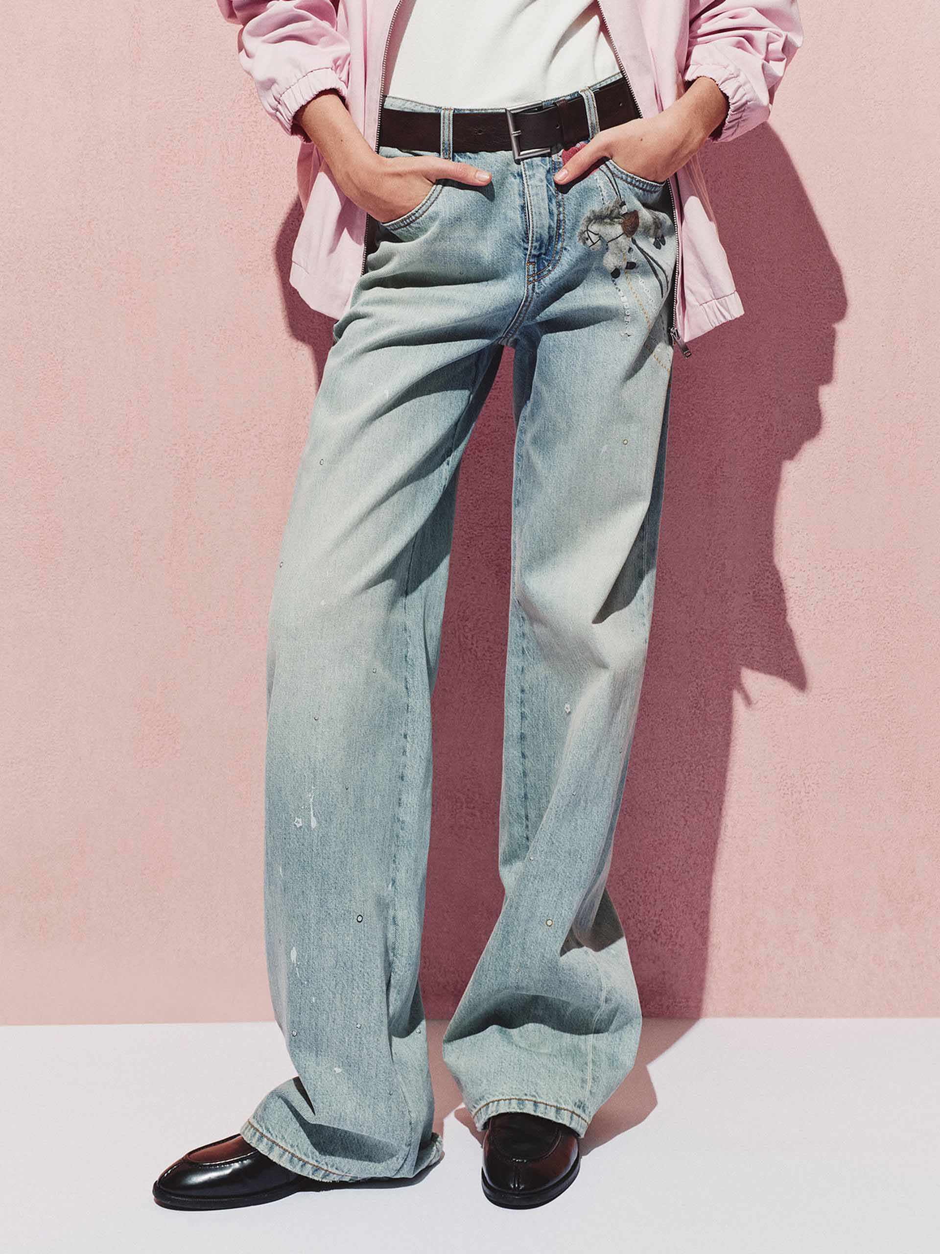 Splattered Horse Print Jeans