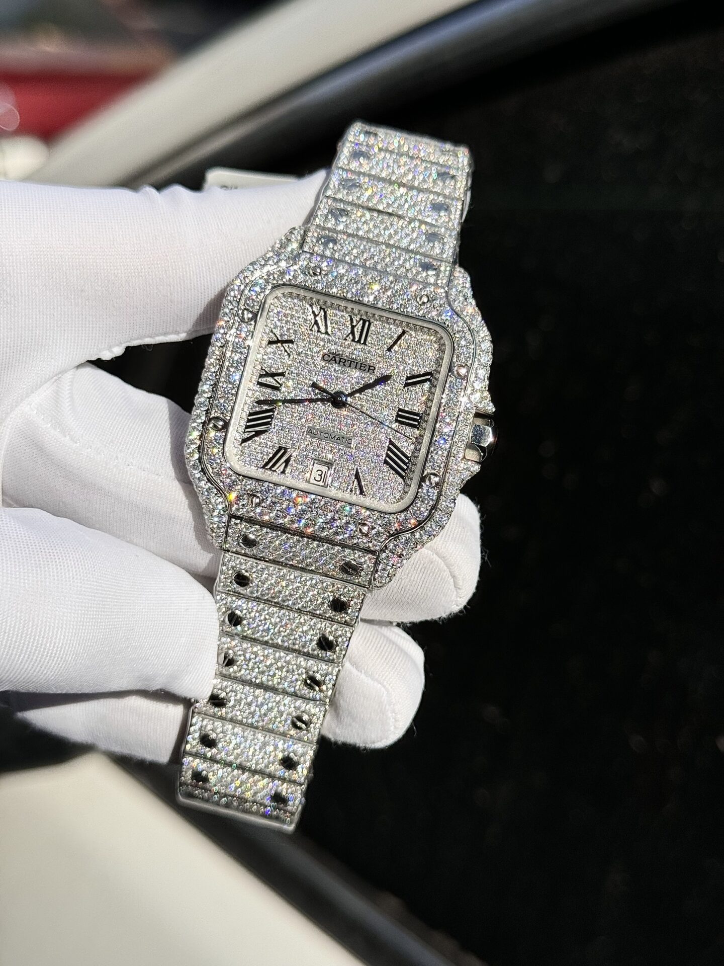 Cartier Santos Replica Watch Full Diamond Moissanite Hong Kong 39.8mm - Top club