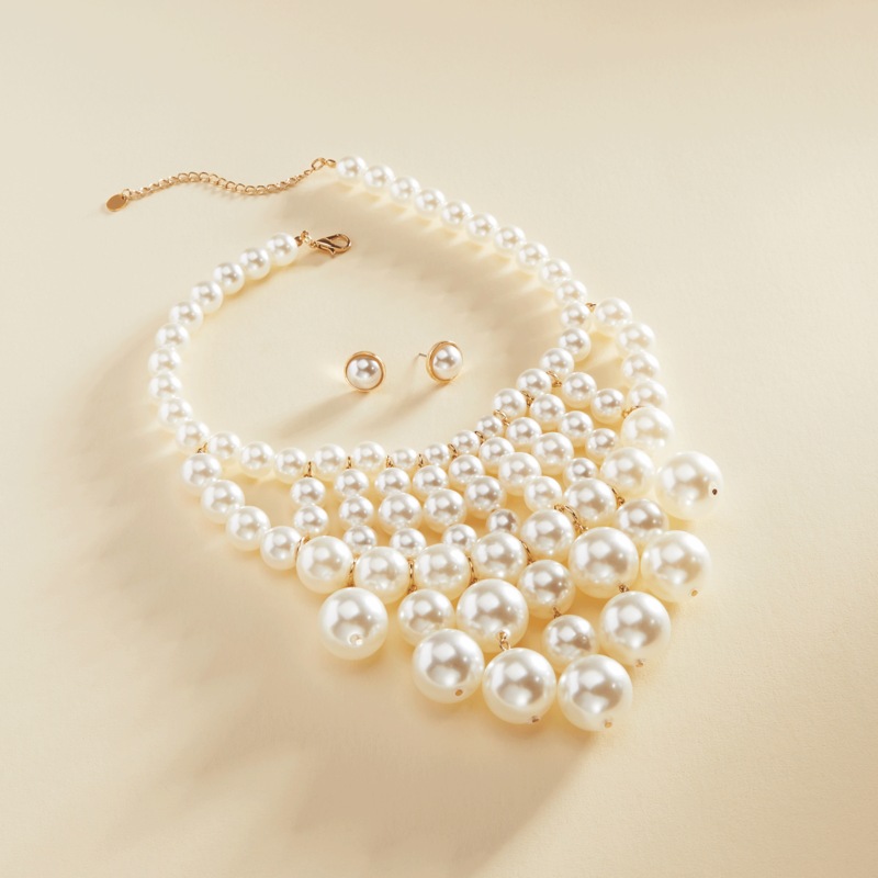 Faux-Pearl Bib Necklace & Earring Set - MIDNIGHT VELVET CATALOG