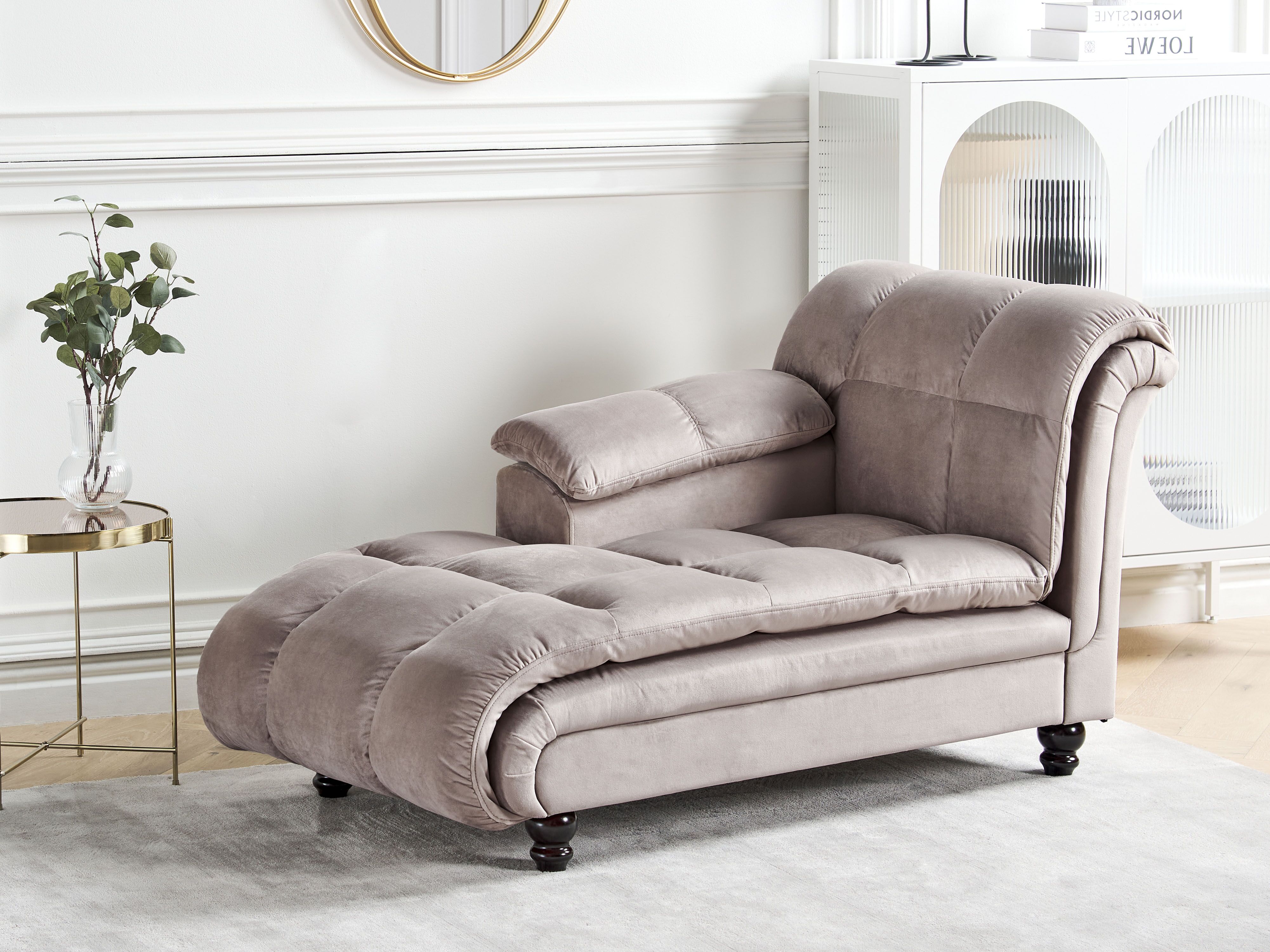 Right-Hand Chaise Lounge LORMONT Fabric Taupe
