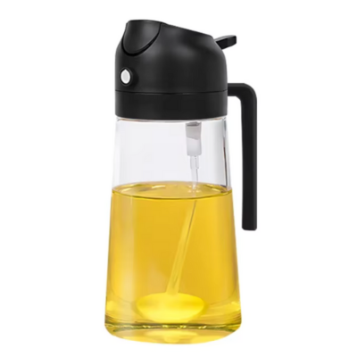 Olijfoliespuitfles 2-in-1 500 ml – Glas Spuitfles voor Nauwkeurig Koken met Fijne Nevelspray en Minimaliseer Olieverbruik