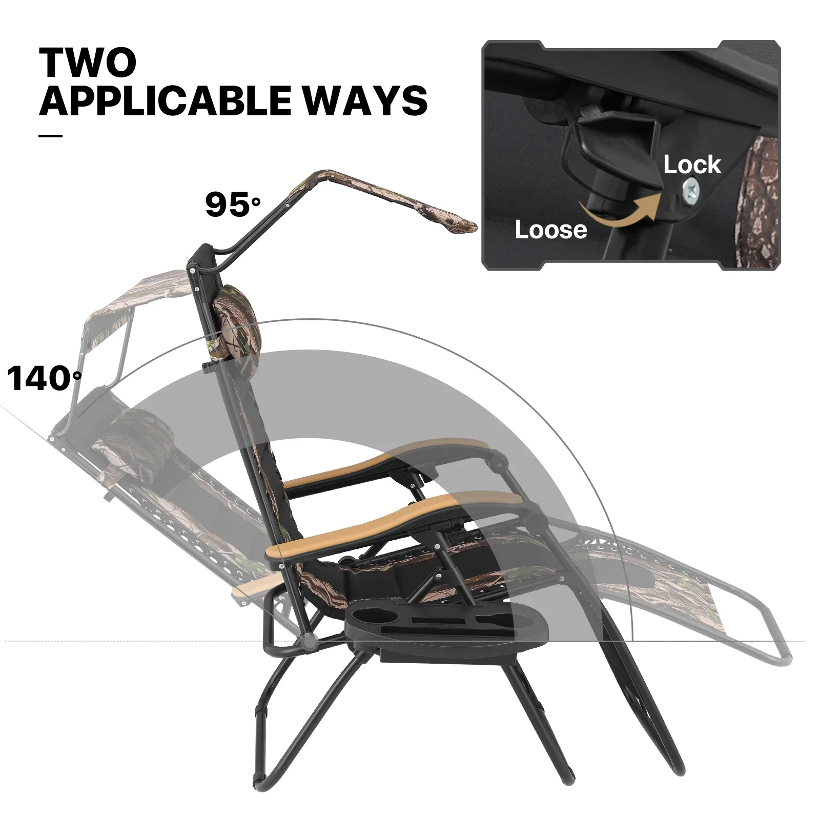 MoNiBloom Zero Gravity Reclining Chairs Set Of 2 With Canopy Shade And Headrest, Black - 330 lbs - Image 27 MoNiBloom Zero Gravity Reclining Chairs Set Of 2 With Canopy Shade And Headrest, Black - 330 lbs - Image 27