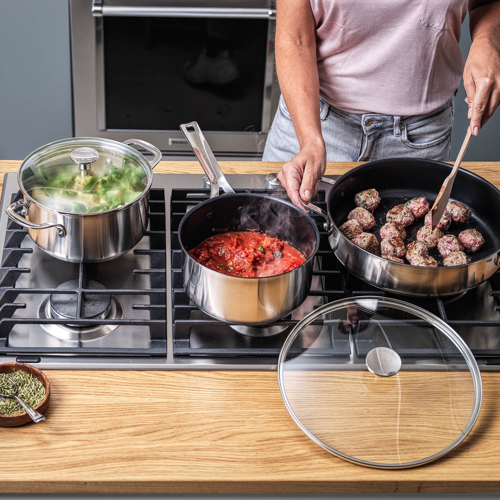KitchenAid Stainless Steel Hapjespan met Deksel Ø 28 cm