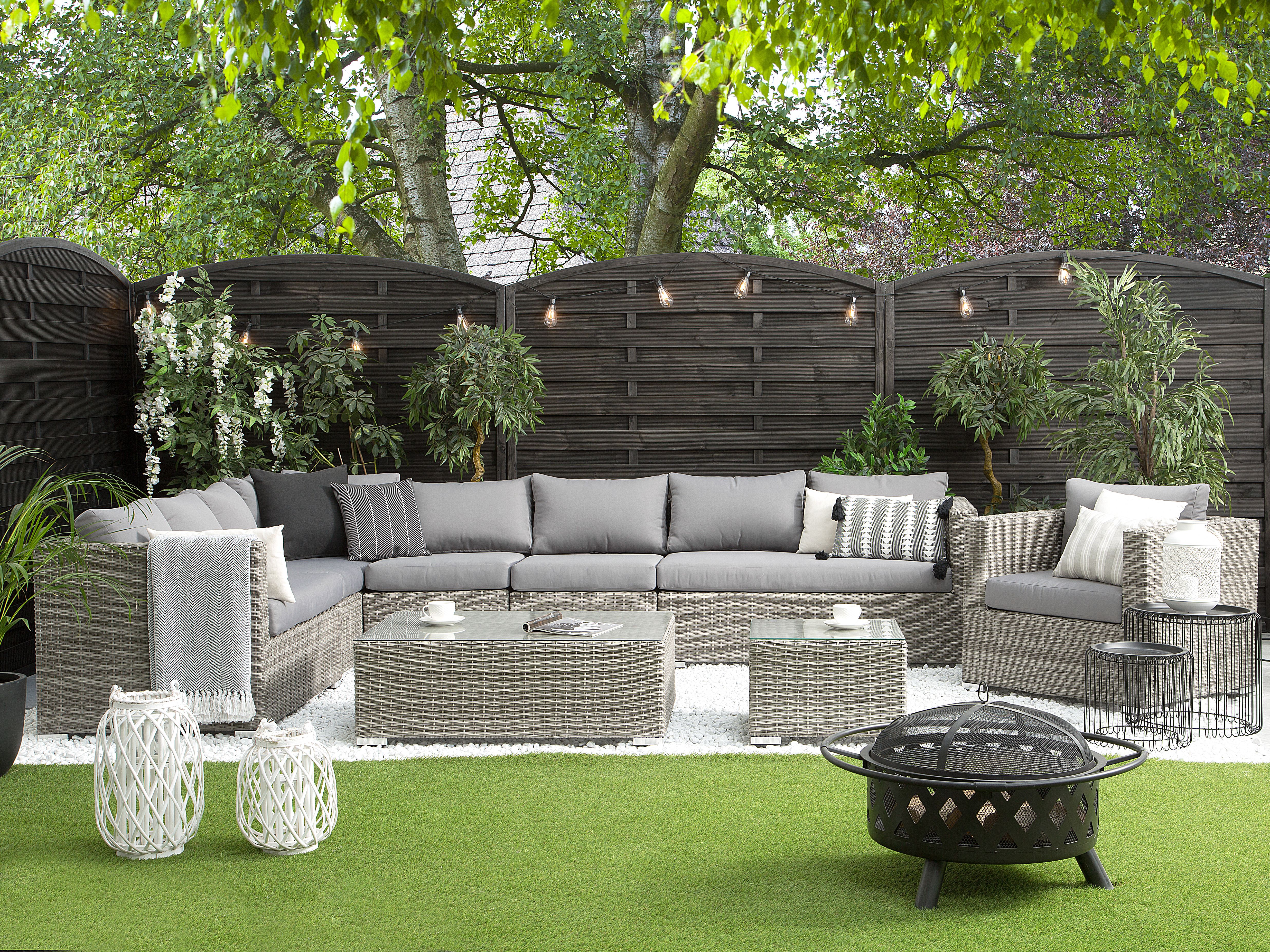 Garden Lounge Set with Table 8 Seater XXL Right Hand Modular PE Rattan Grey
