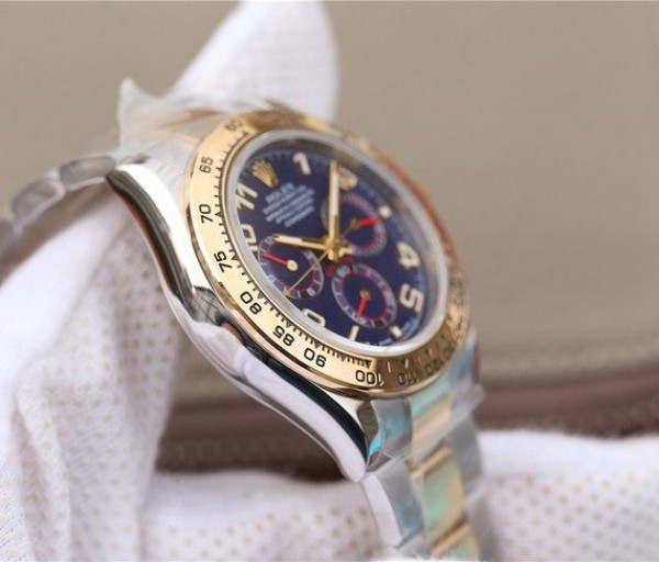 Replica Rolex Daytona 116523 Thick YG Wrapped Blue Dial Numerals Markers SS/YG Bracelet A7750 - Top club