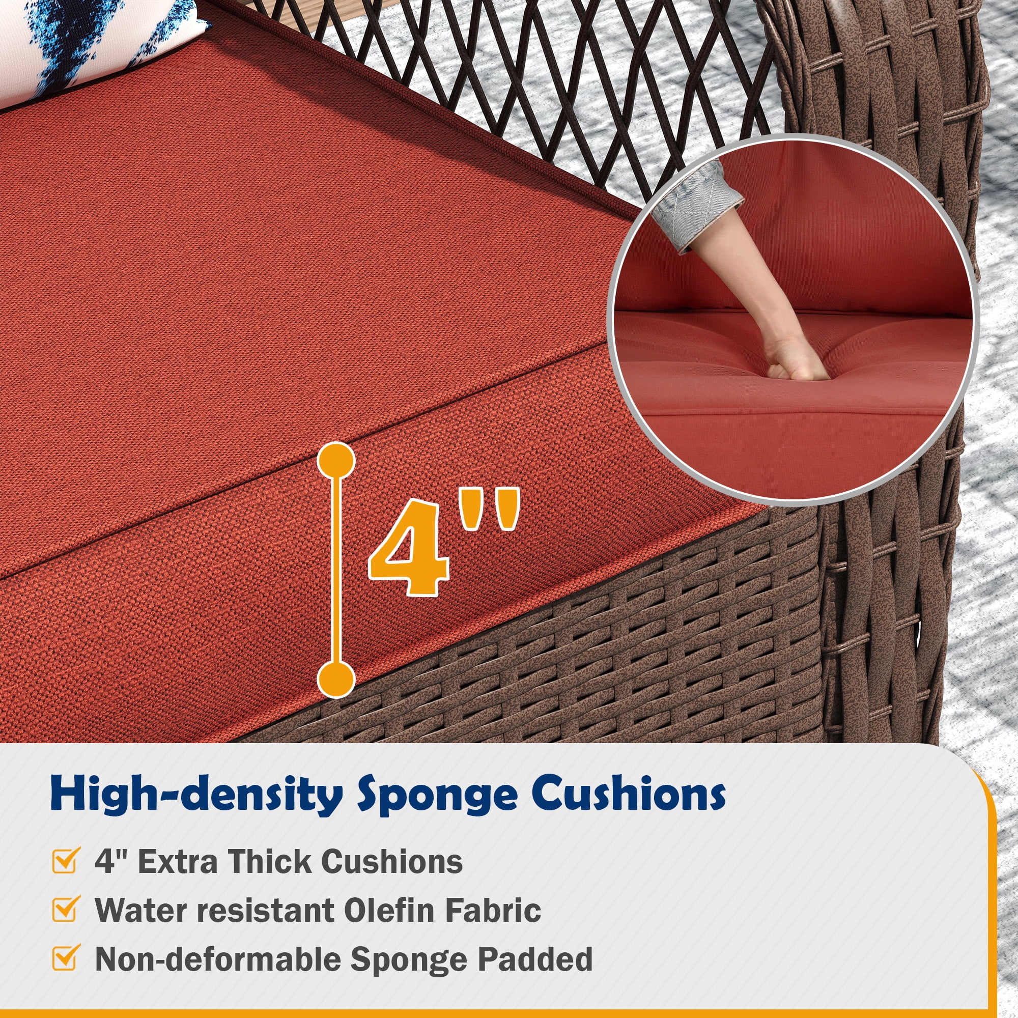 ELPOSUN 3-Piece Outdoor Rocking Chairs, Wicker Patio Furniture with Thickened Cushions and Table for Porch - Image 21
