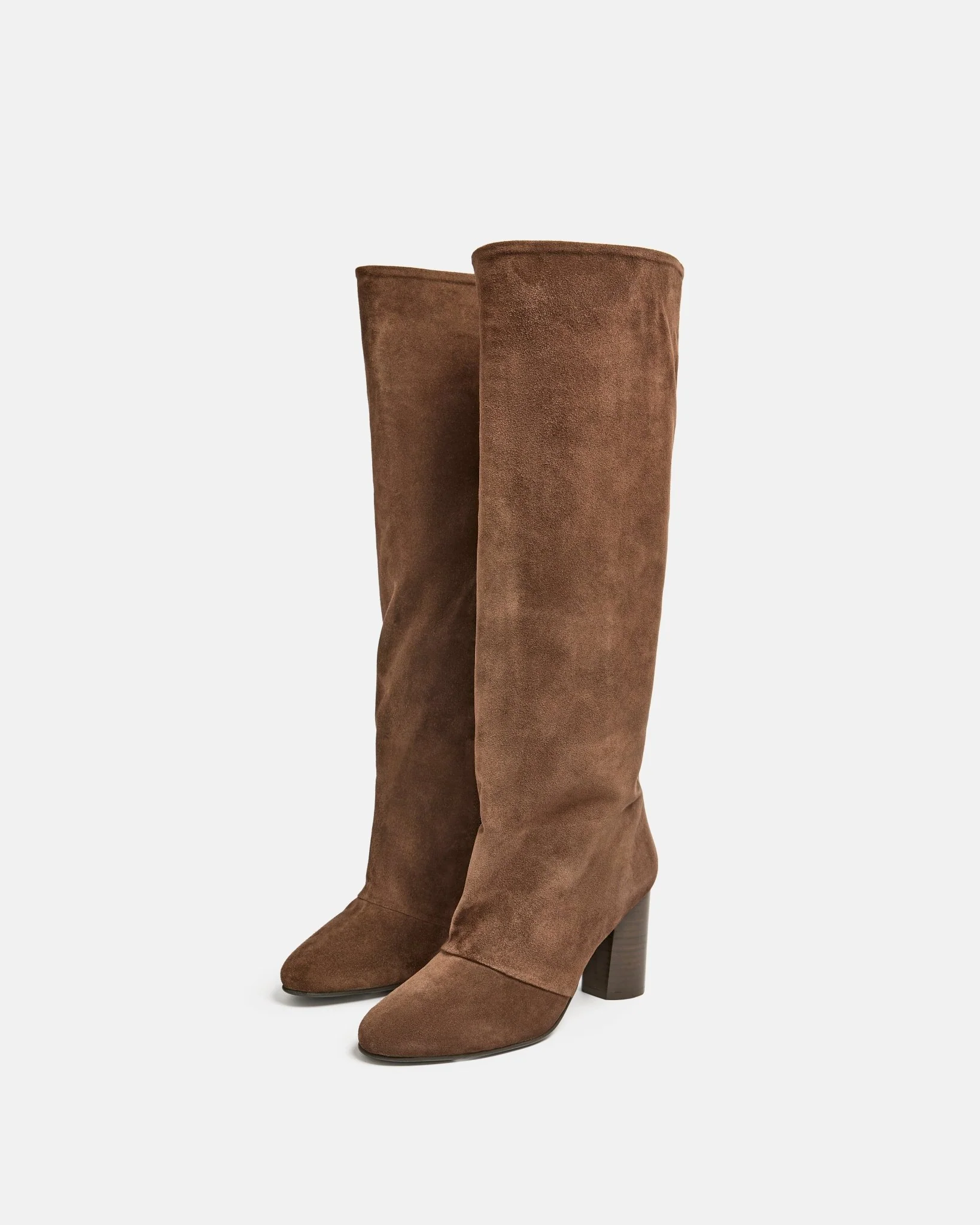 BOTTES AZENA/VEL - En cuir velours chocolat