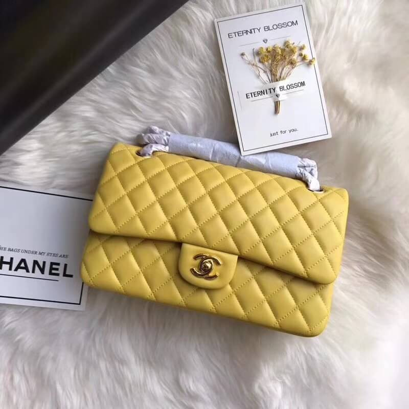 Replica Chanel 1112 Yellow Medium Size 2.55 Lambskin Leather Flap Bag1:1High-quality replica