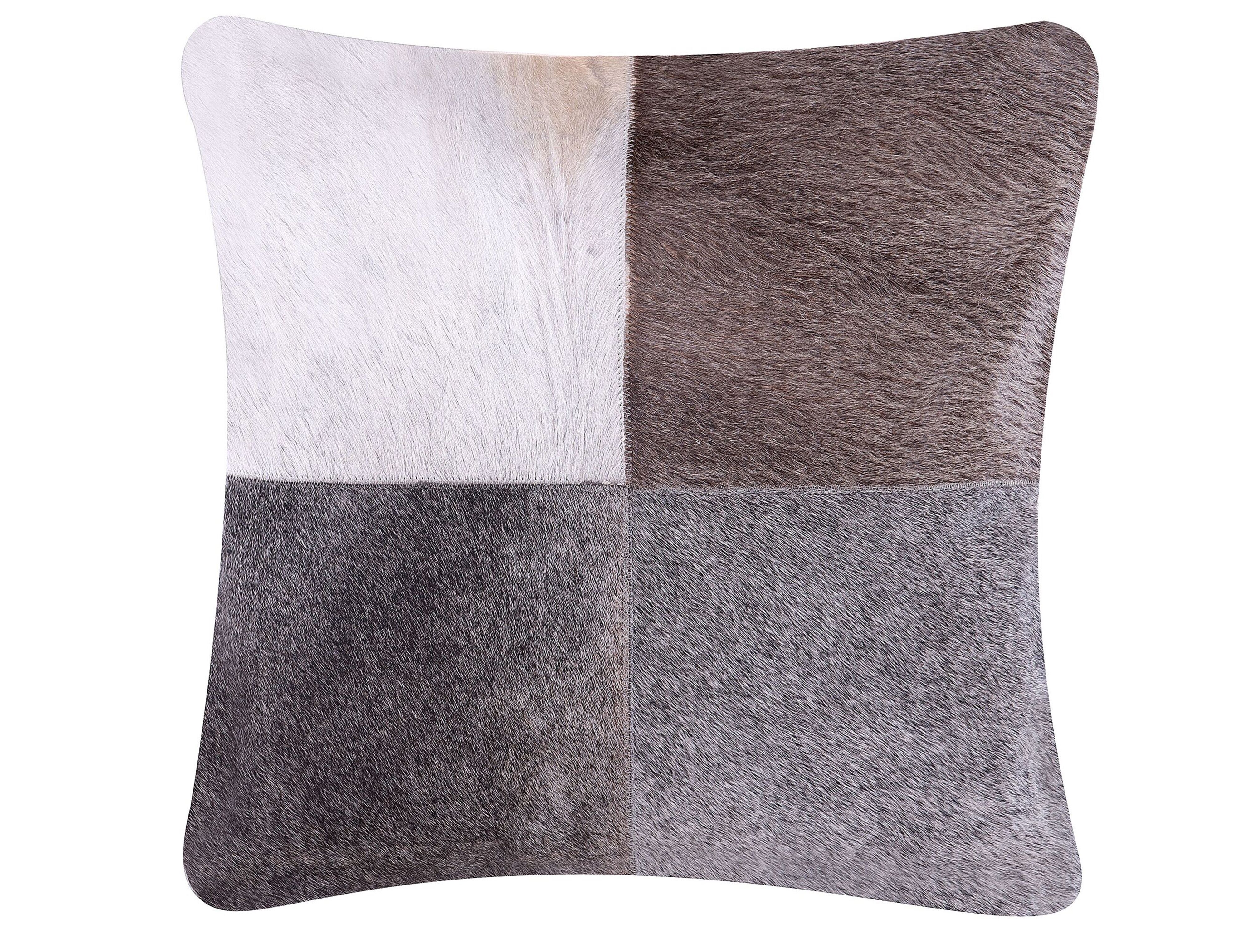 Throw Cushion NELLAD Leather 45 x 45 cm Grey Patchwork