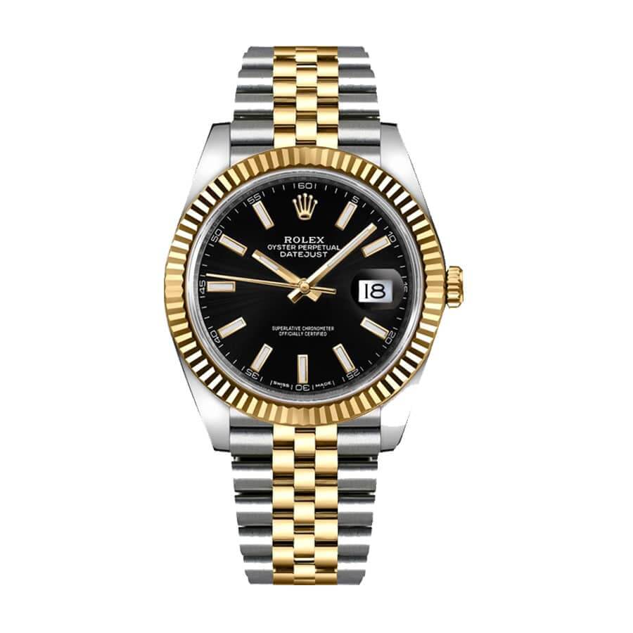 Rolex Datejust 126333 Yellow Gold   Steel Black Dial Jubilee Replica - Top club