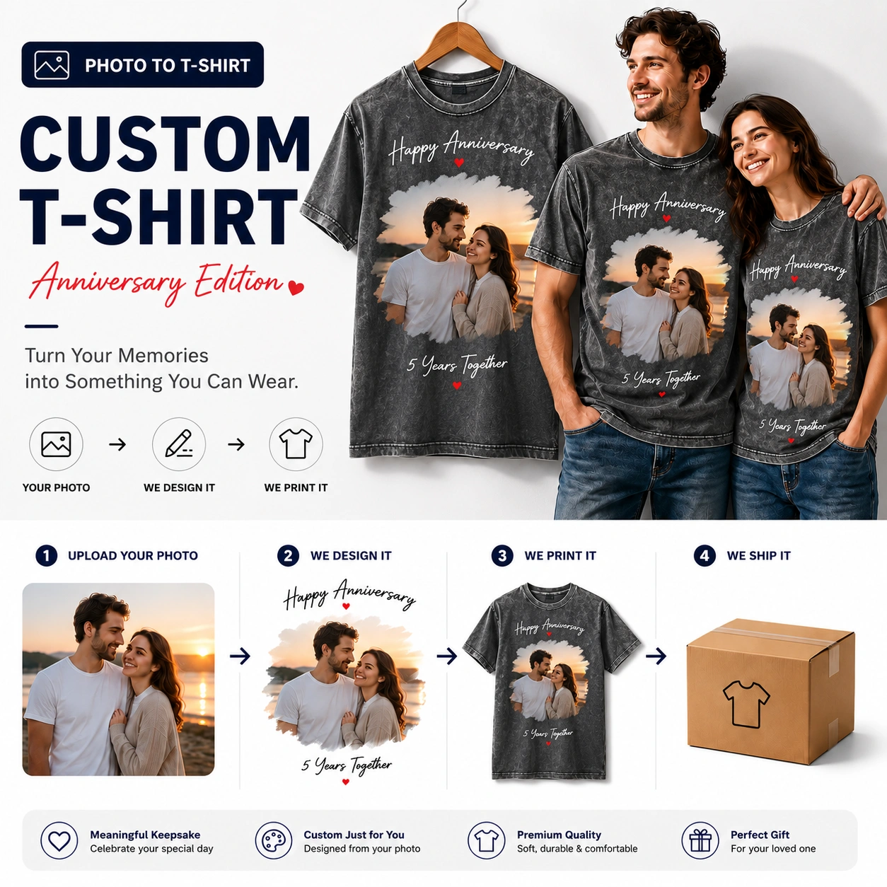 Anniversary Edition | Custom Vintage Wash Anniversary Photo T-Shirt